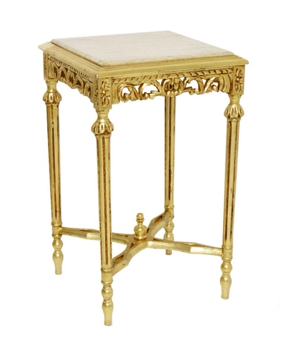Side Table French Baroque Rococo Style Black Marble Top Gold Finish Lamp Table Silver Finish Retro Style Home Decor