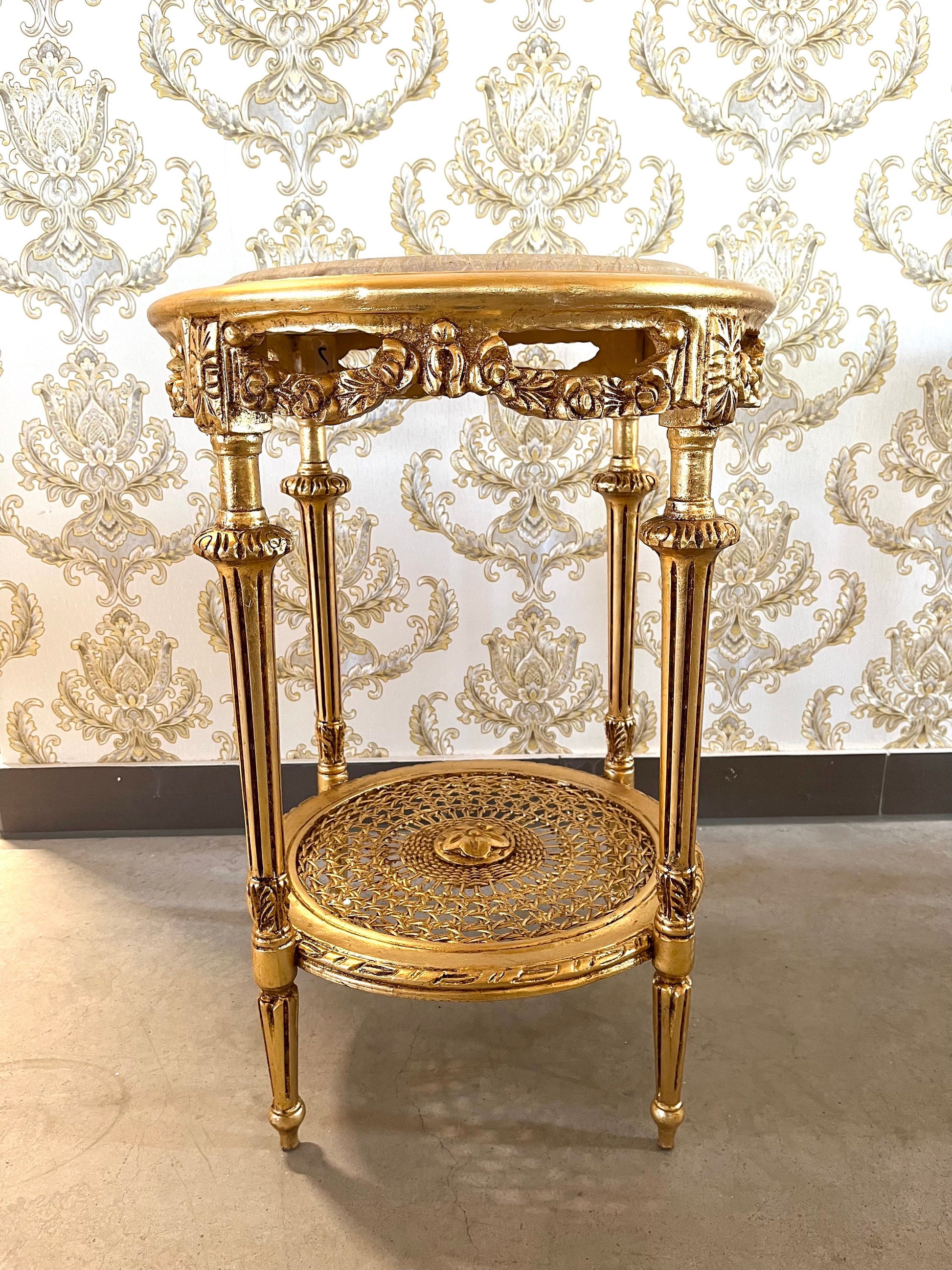 2 Armchairs & Table Set French Louis Style in Navy Blue Retro Baroque Rococo Style Armchair Table Set For Home Decor Hotel Lounge Chair Set