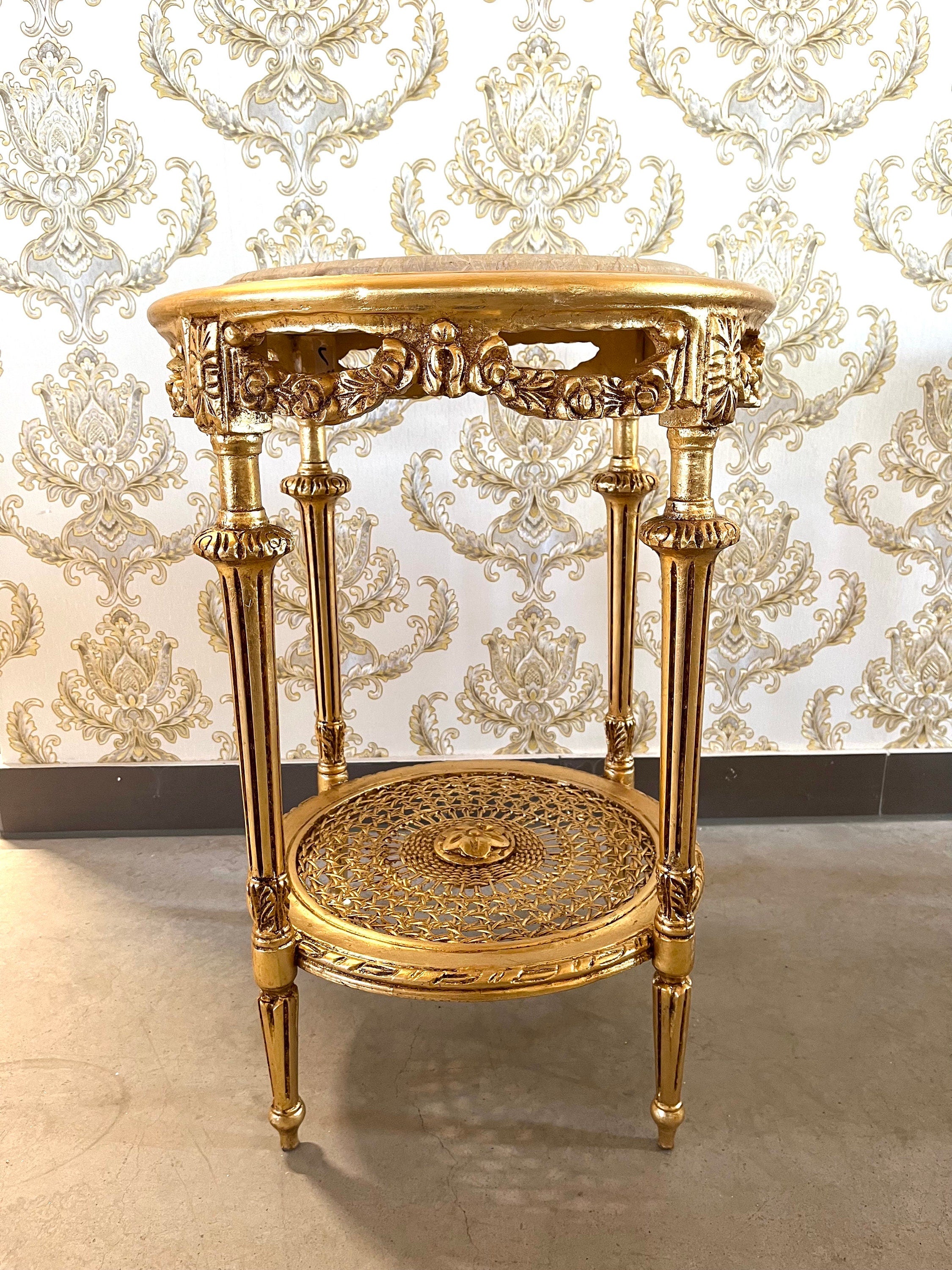 2 Armchairs & Table Set French Louis Style in Navy Blue Retro Baroque Rococo Style Armchair Table Set For Home Decor Hotel Lounge Chair Set