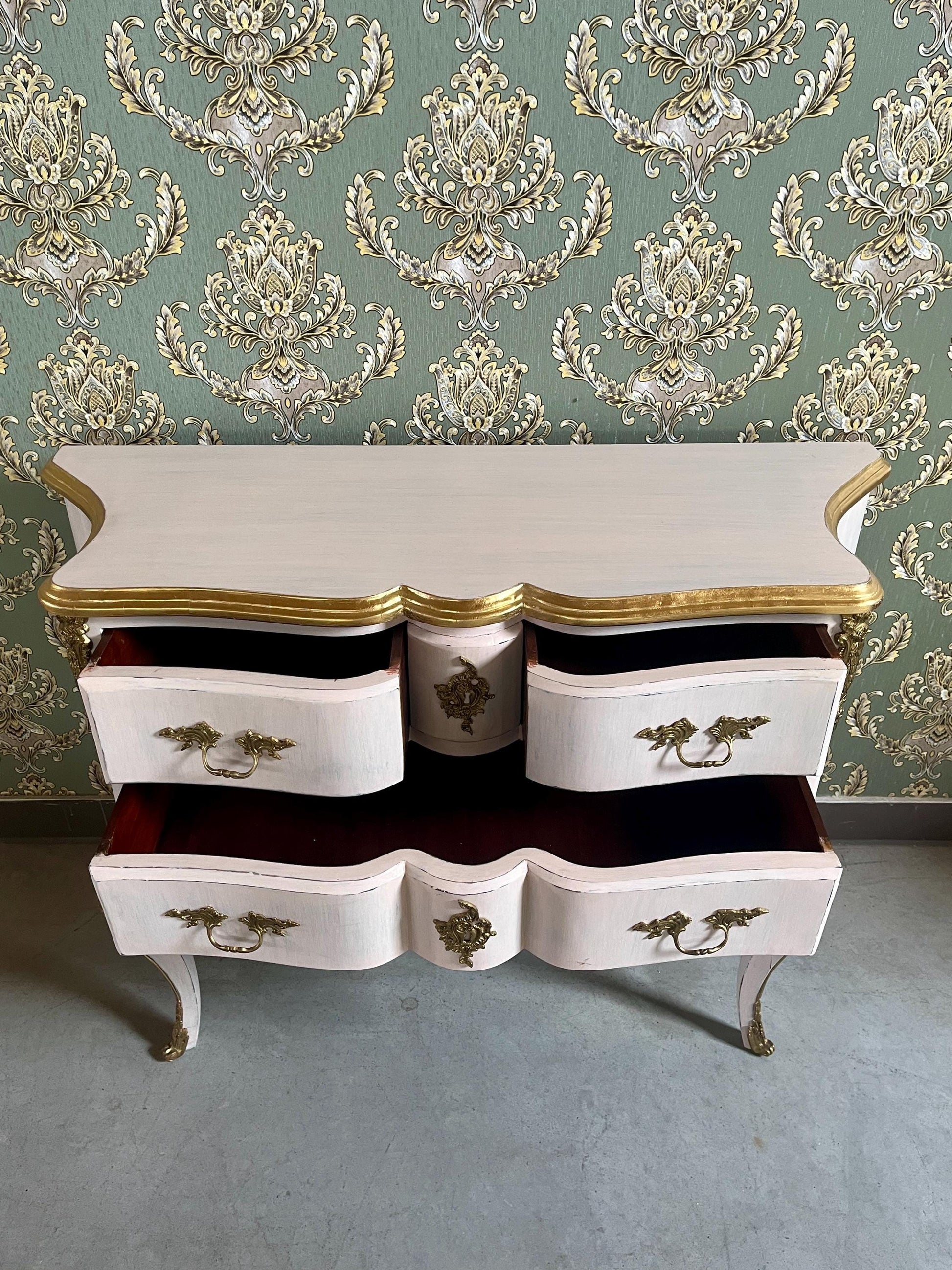 Pink Chest of Drawer, Retro French Style Dresser, Baroque Style Chest of Drawer, Home Gift for Her, Bedroom Decor Dresser, Pink Dresser