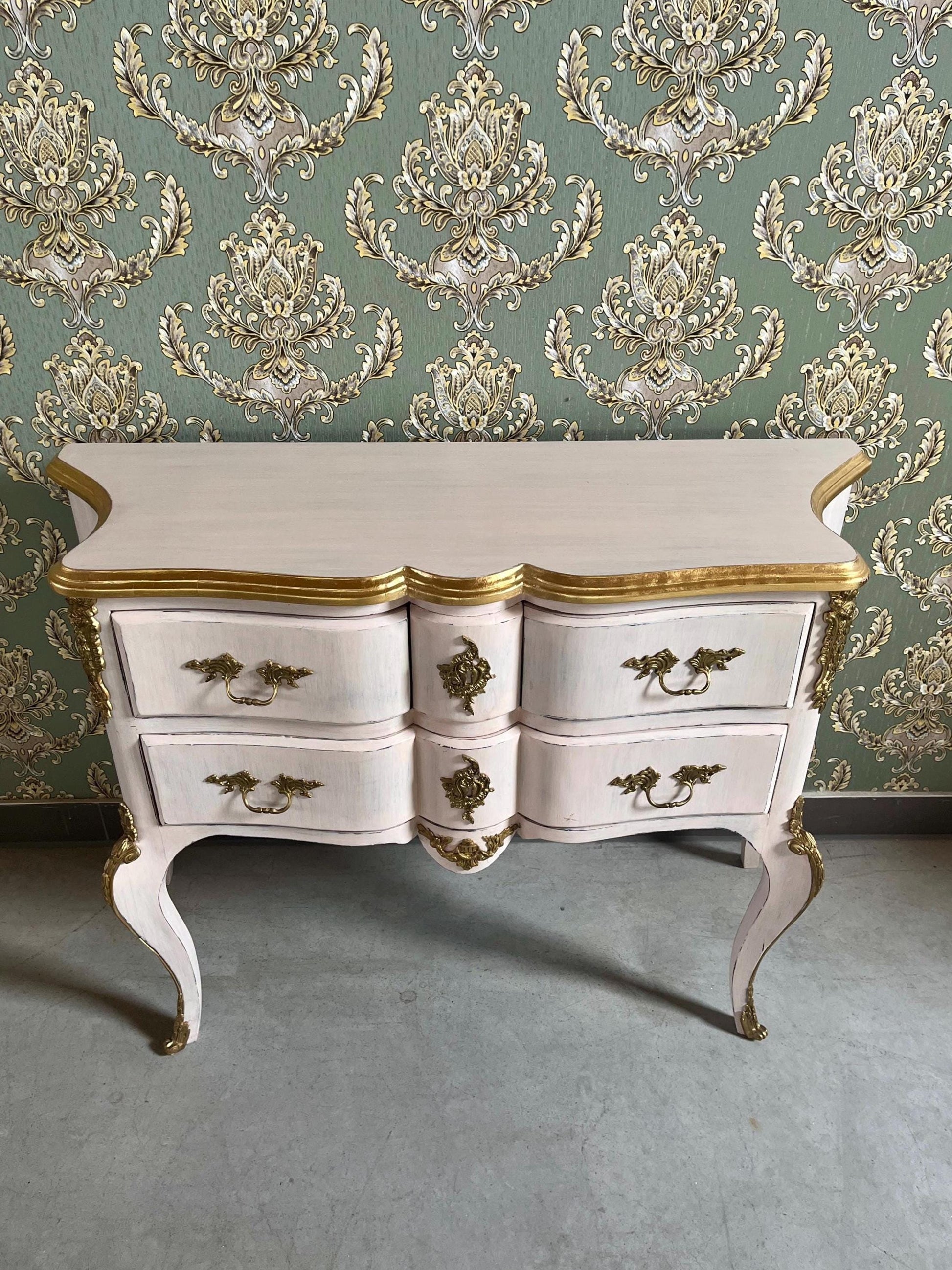 Pink Chest of Drawer, Retro French Style Dresser, Baroque Style Chest of Drawer, Home Gift for Her, Bedroom Decor Dresser, Pink Dresser