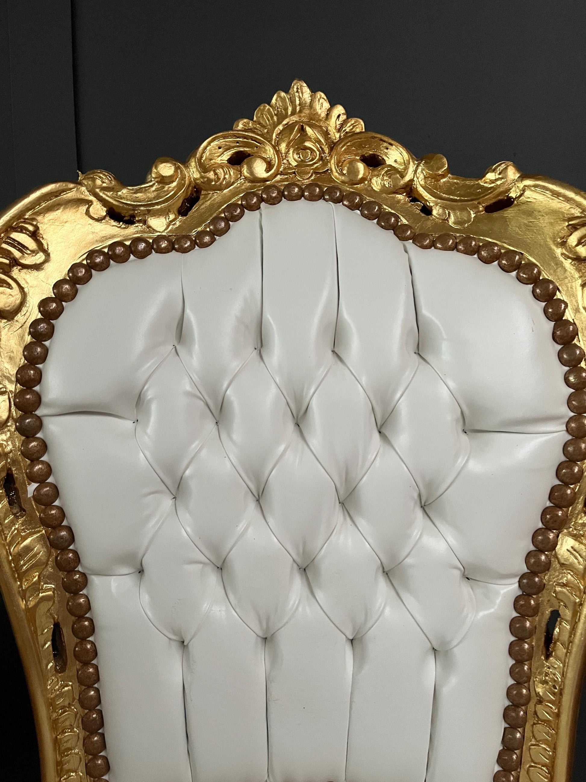 Accent Chair White Color French Baroque Rococo Style Chair for Dining Room Antique Style Dining Chair White Color in Gold Finish for Party