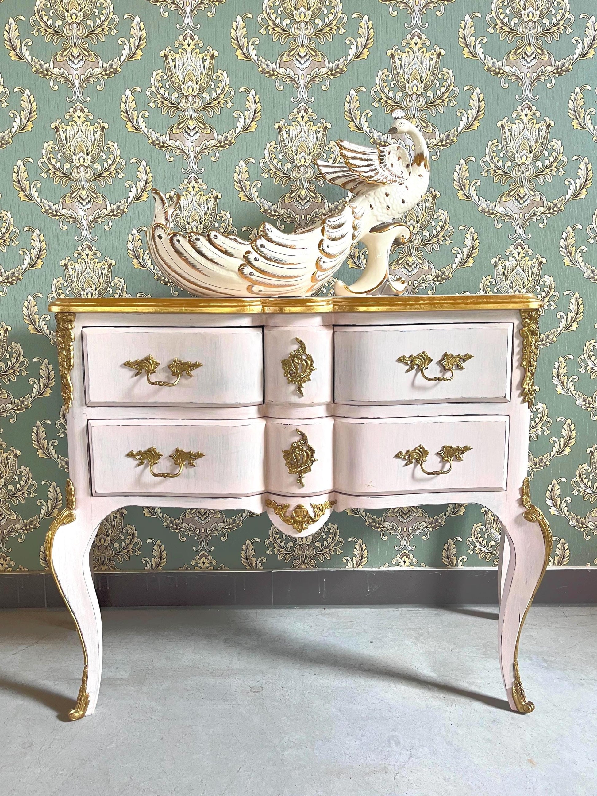 Pink Chest of Drawer, Retro French Style Dresser, Baroque Style Chest of Drawer, Home Gift for Her, Bedroom Decor Dresser, Pink Dresser