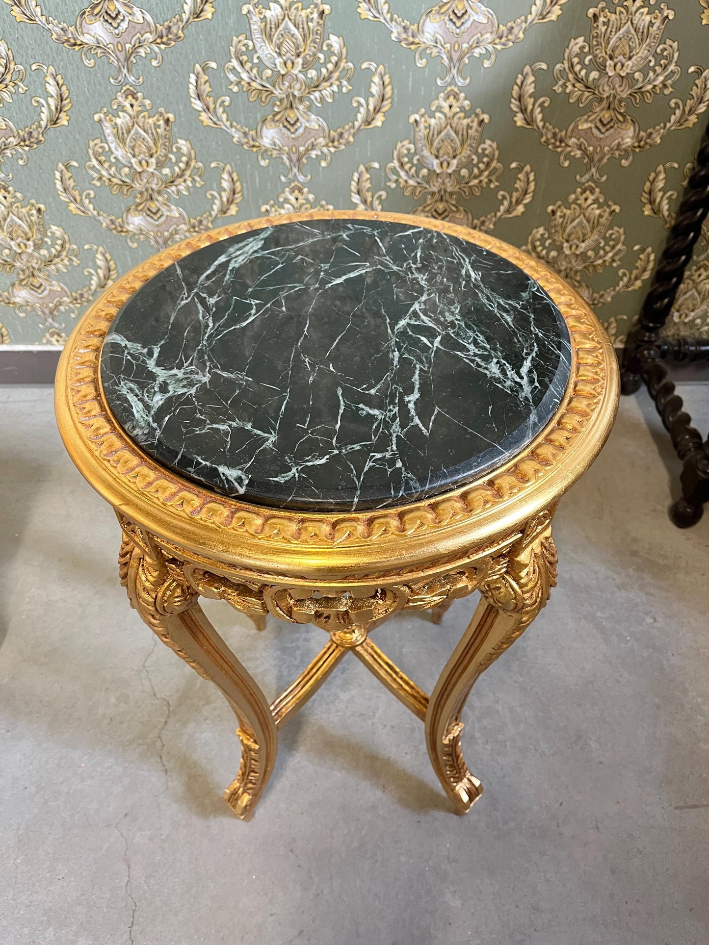 Side Table French Baroque Style with Marble Top Lamp Table Coffee Table Retro Antique Style White Finish Beige Marble for Home Decor