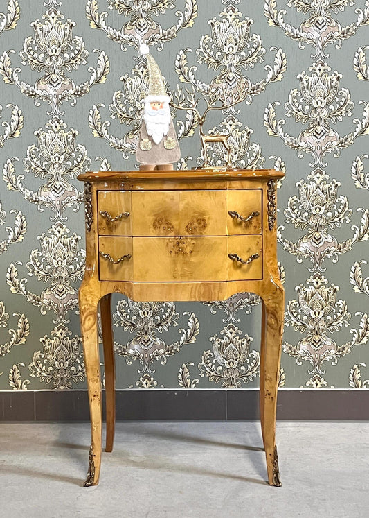 Night Stand French Louis Style Small Kommode Retro Baroque Style in Yellow Color Small Chest Of Drawer Beautiful Home Decor in Yellow Color