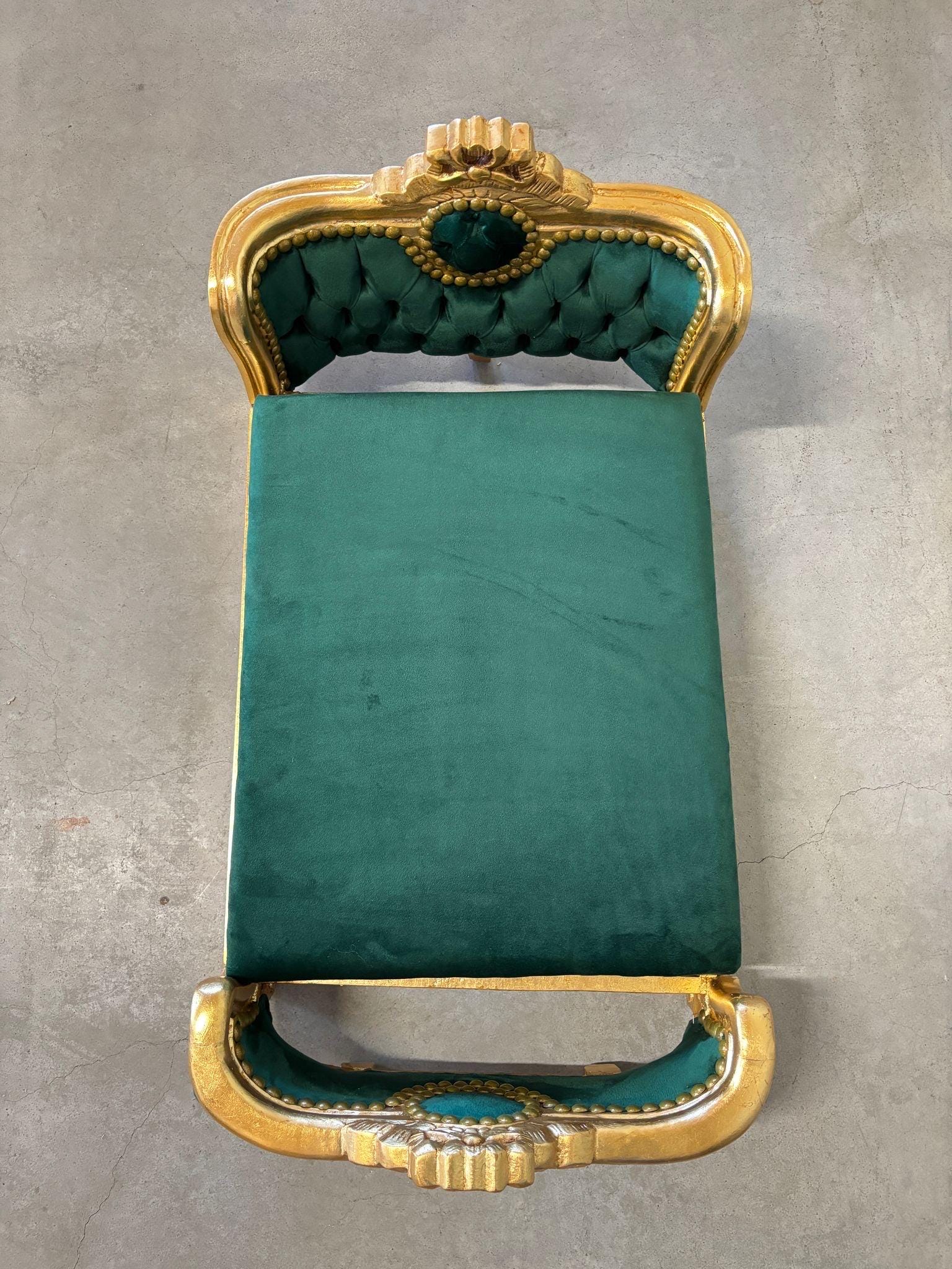 Pet Bed French Louis Baroque Style Handmade Small Dog Bed Cat Bed Velvet Blue Velvet Pink in Gold Finish for Happy Pet Decor