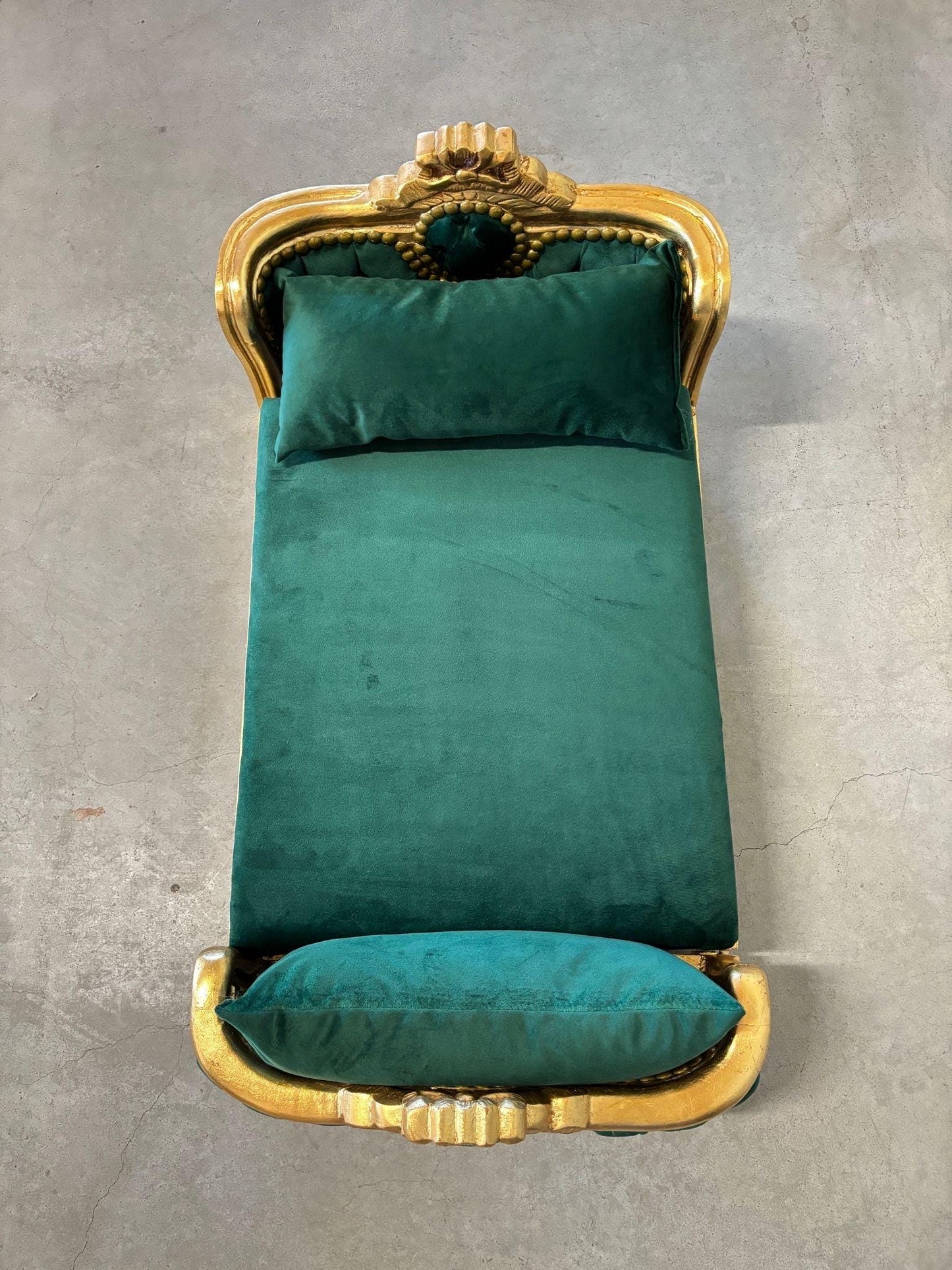 Pet Bed French Louis Baroque Style Handmade Small Dog Bed Cat Bed Velvet Blue Velvet Pink in Gold Finish for Happy Pet Decor
