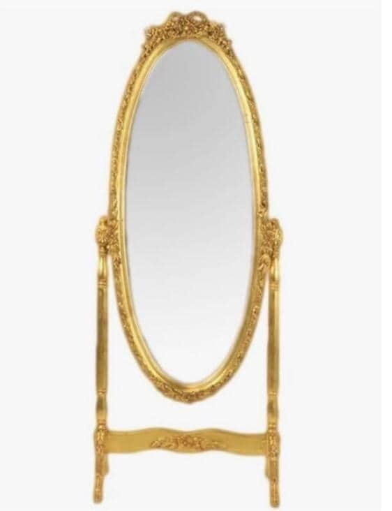 Standing Mirror French Baroque Rococo Style Oval Shape Mirror in Gold Finish for Bedroom Decor MADE-TO-ORDER