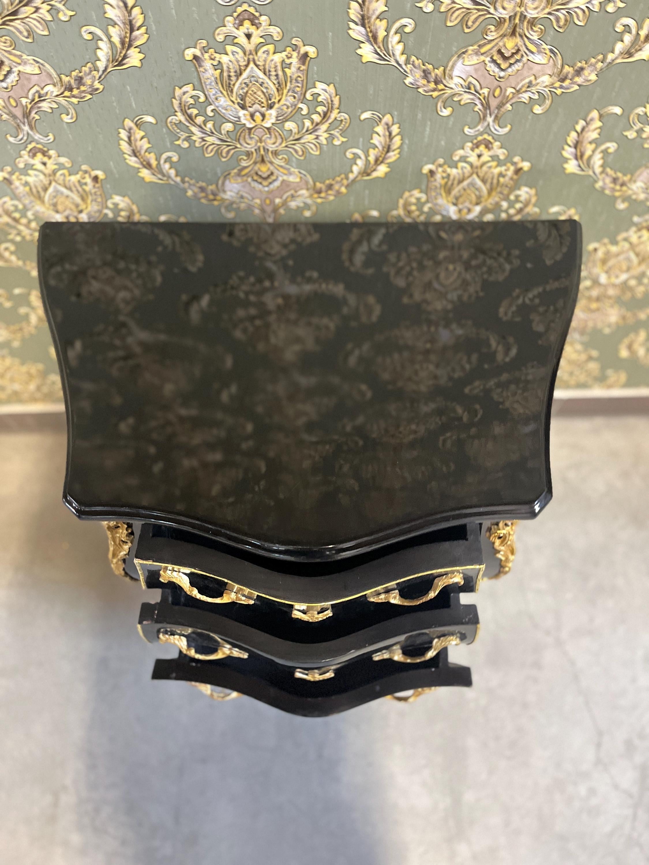 Black Night Stands French Baroque Style Chest of Drawers in Handmade Bedside Table Retro Baroque Rococo Style for bedroom for New Home Decor