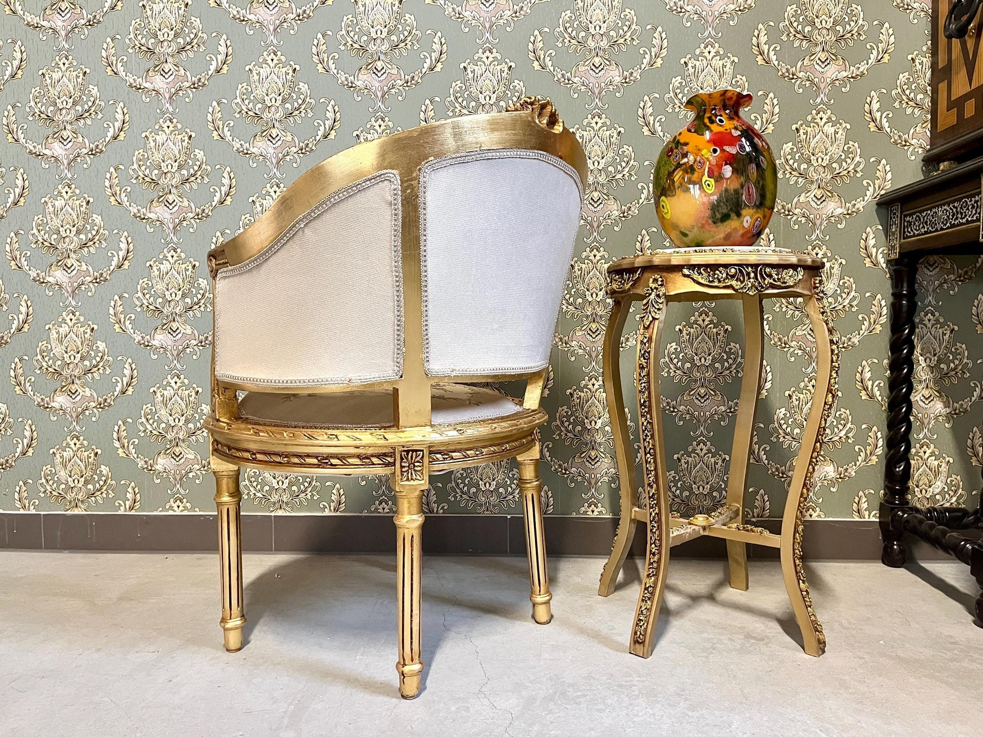 Deluxe Armchair Table Set, French Antique Style Chair Set, Retro Baroque Chair & Table Set, Lounge Room Chair Set, Home Decor Chair Handmade