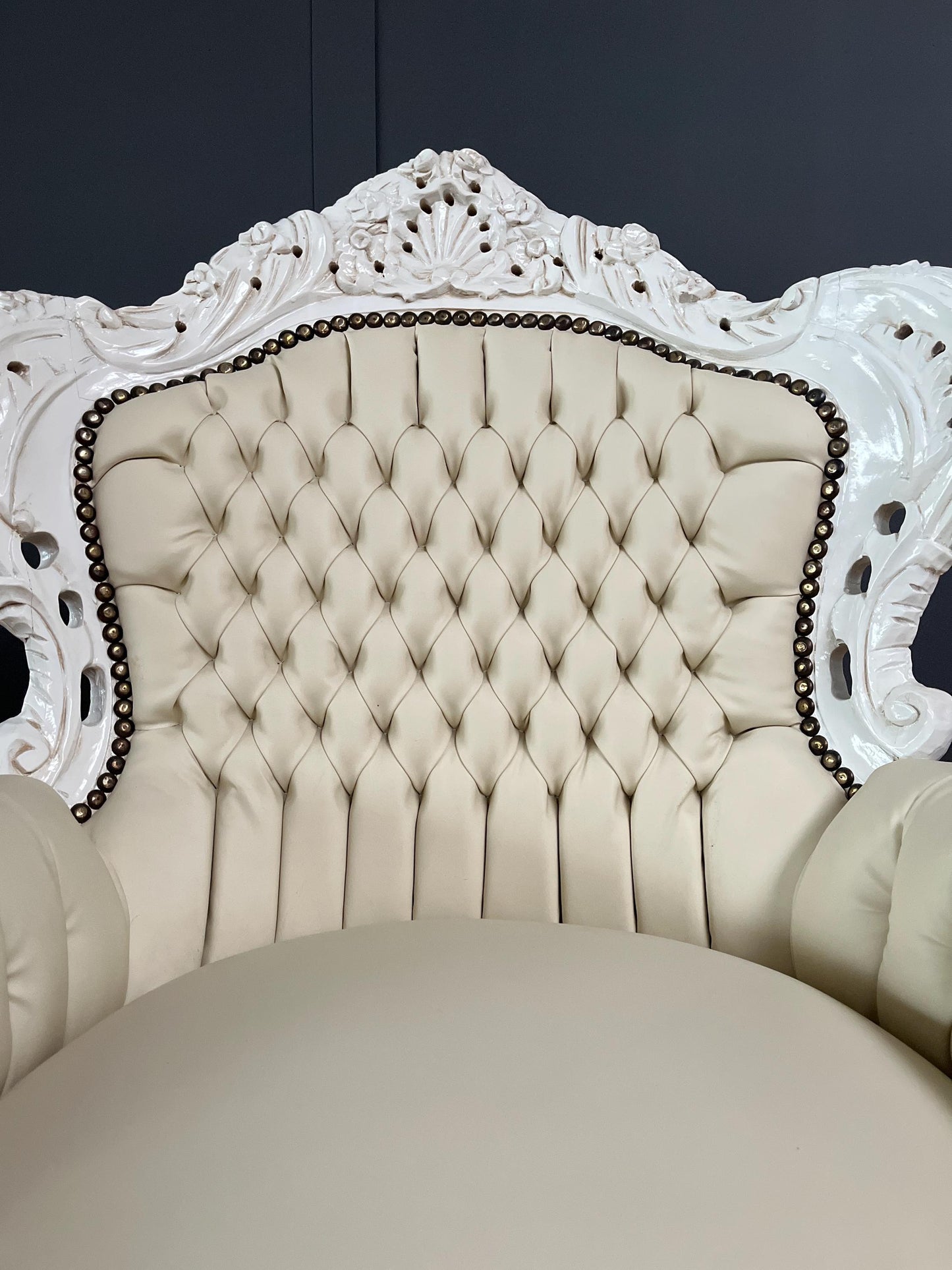 Accent Armchair French Louis XV Style in Beige Color Retro Baroque Style Chair for Living Room Handmade Armchair Home Decor