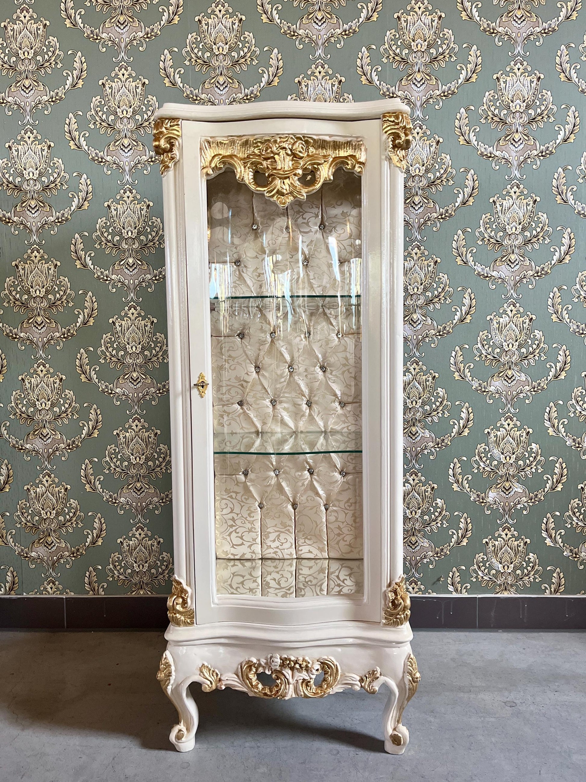Showcase Gold French Louis XV Style Showcase Antique Style Silver Showcase Baroque Style Beige Showcase Home Decor French Style for Home