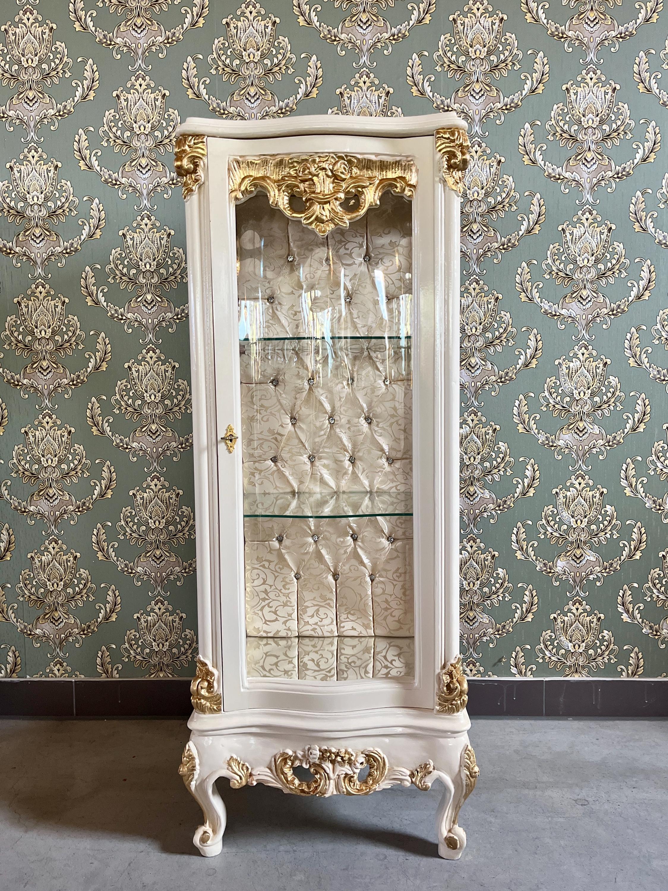 Showcase Gold French Louis XV Style Showcase Antique Style Silver Showcase Baroque Style Beige Showcase Home Decor French Style for Home