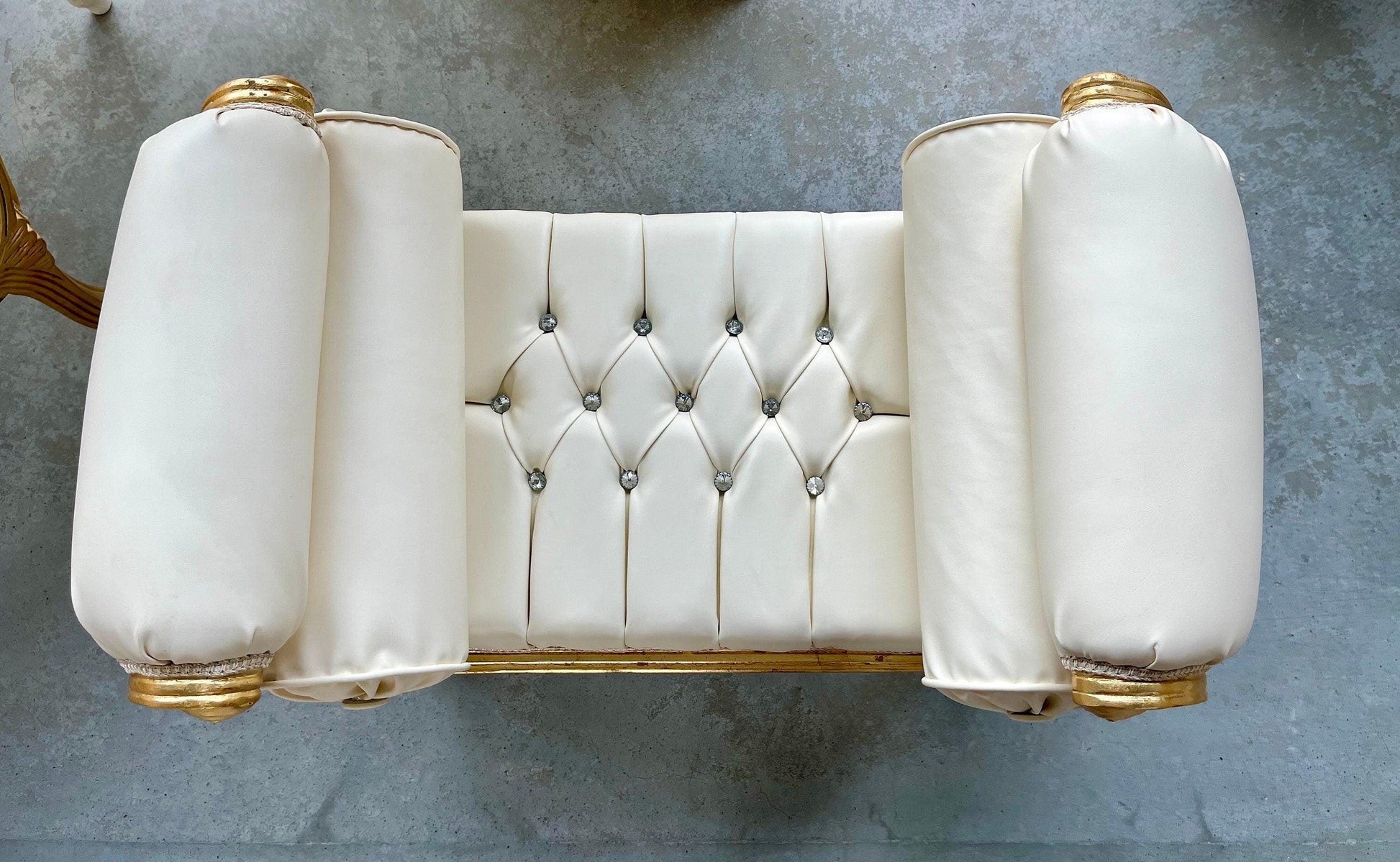 Ottoman French Louis Antique Style in Gold Hocker Retro Baroque Rococo Style in Gold Colour Ottoman for Home Decor