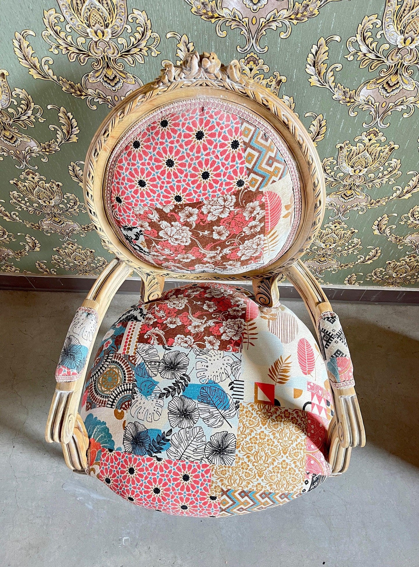 Sessel Französischer Barockstil Esszimmerstuhl Akzentstuhl/Armchair French Baroque Style Dining Chair Accent Chair- Summer Flower Series 1