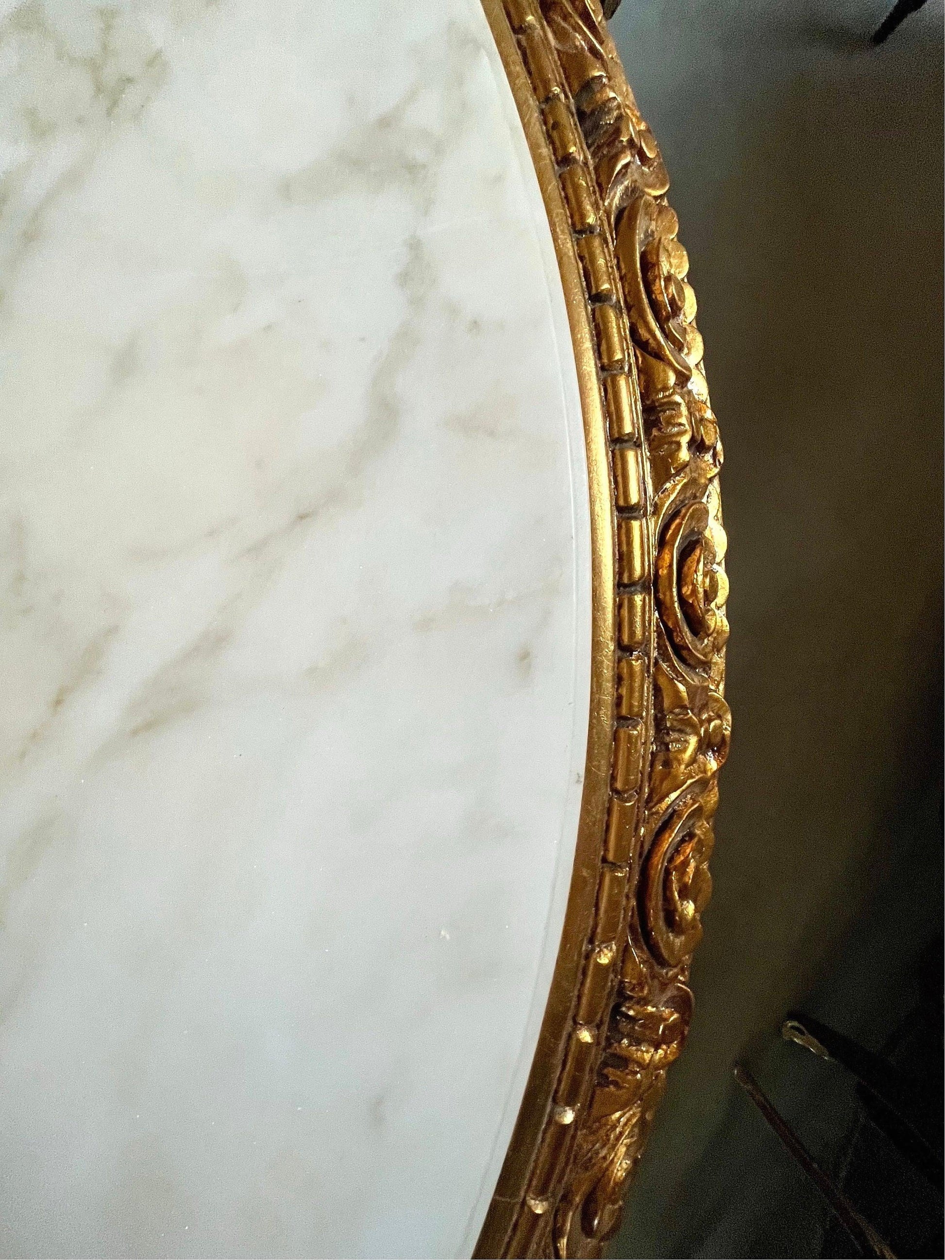 Round Wooden Table Marble Top Royal French Baroque Antique Style in Italian Carrara Marble White Gold Finish Huge Table for Hotel Home Decor