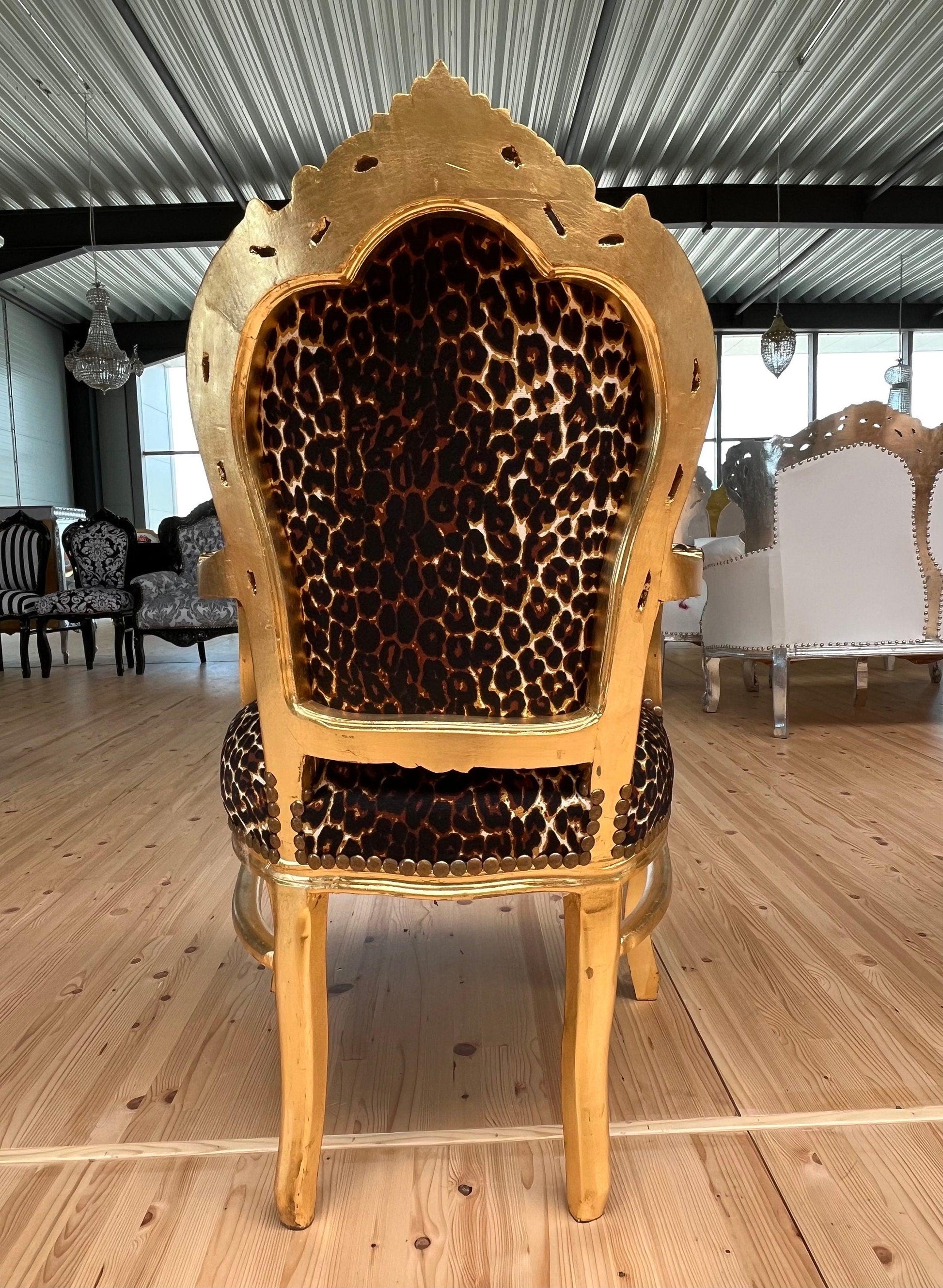 Französischer Sessel im Louis-Barock-Stil / French Louis Baroque Rococo Style Armchair - Gold Leopard