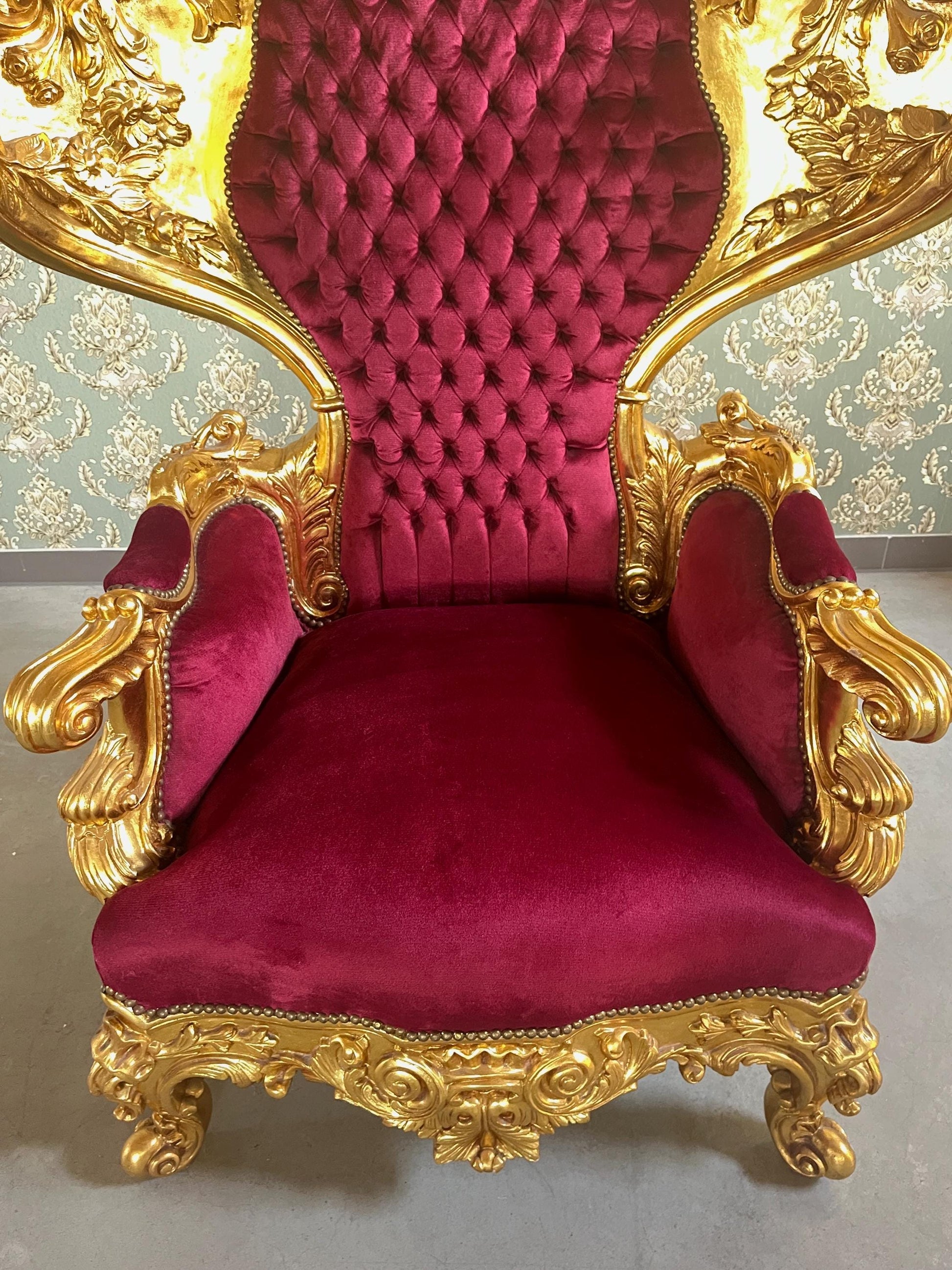 Huge Armchair Baroque Rococo Style King Throne Eagle Sculpture Red Velvet Gold Finish King Chair for Event Party Decor