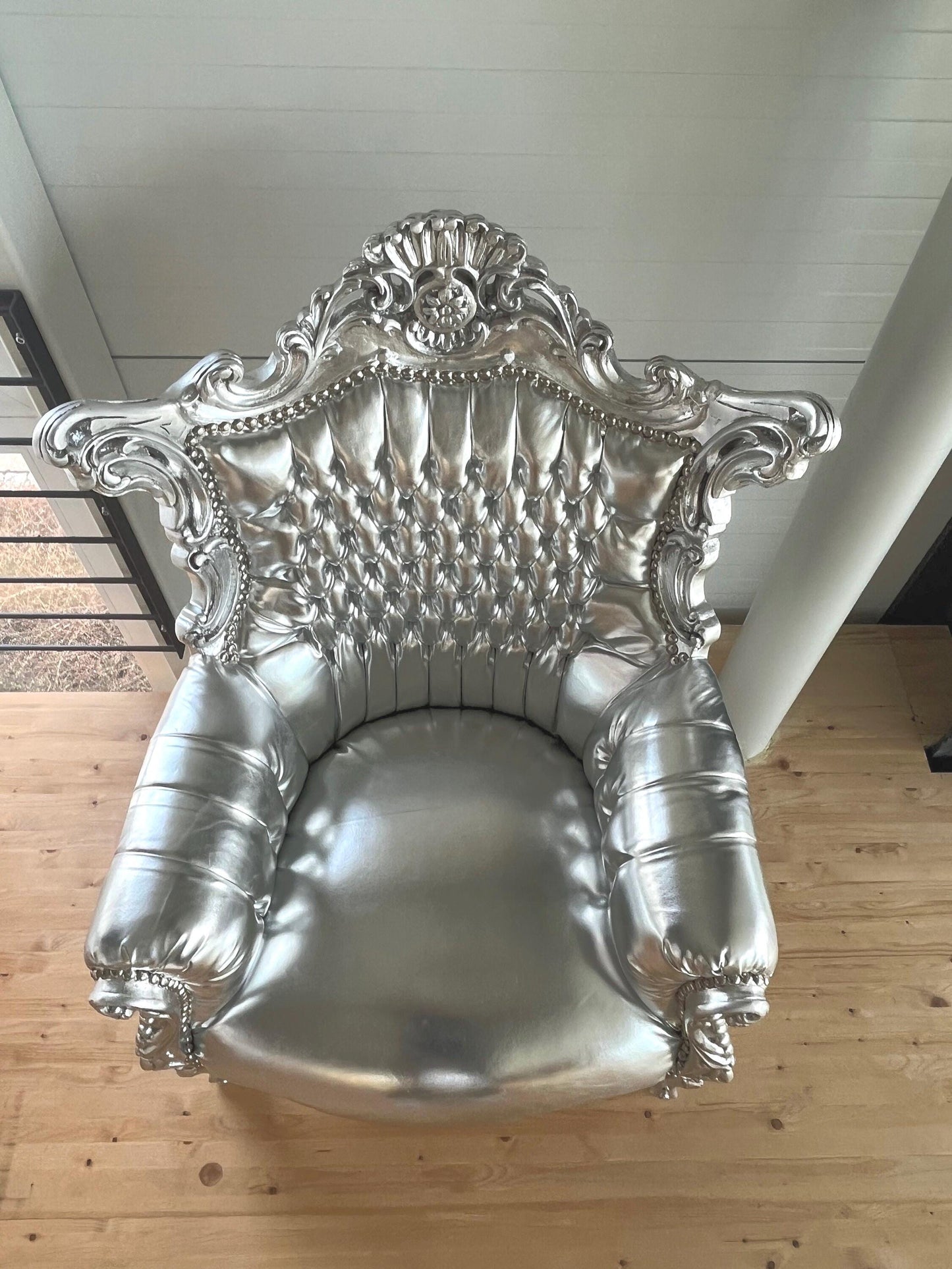 Armchair Silver French Louis Style Sofa Chair Italian Antique Style Armchair Baroque Rococo Style in Silver Finish for Living Room