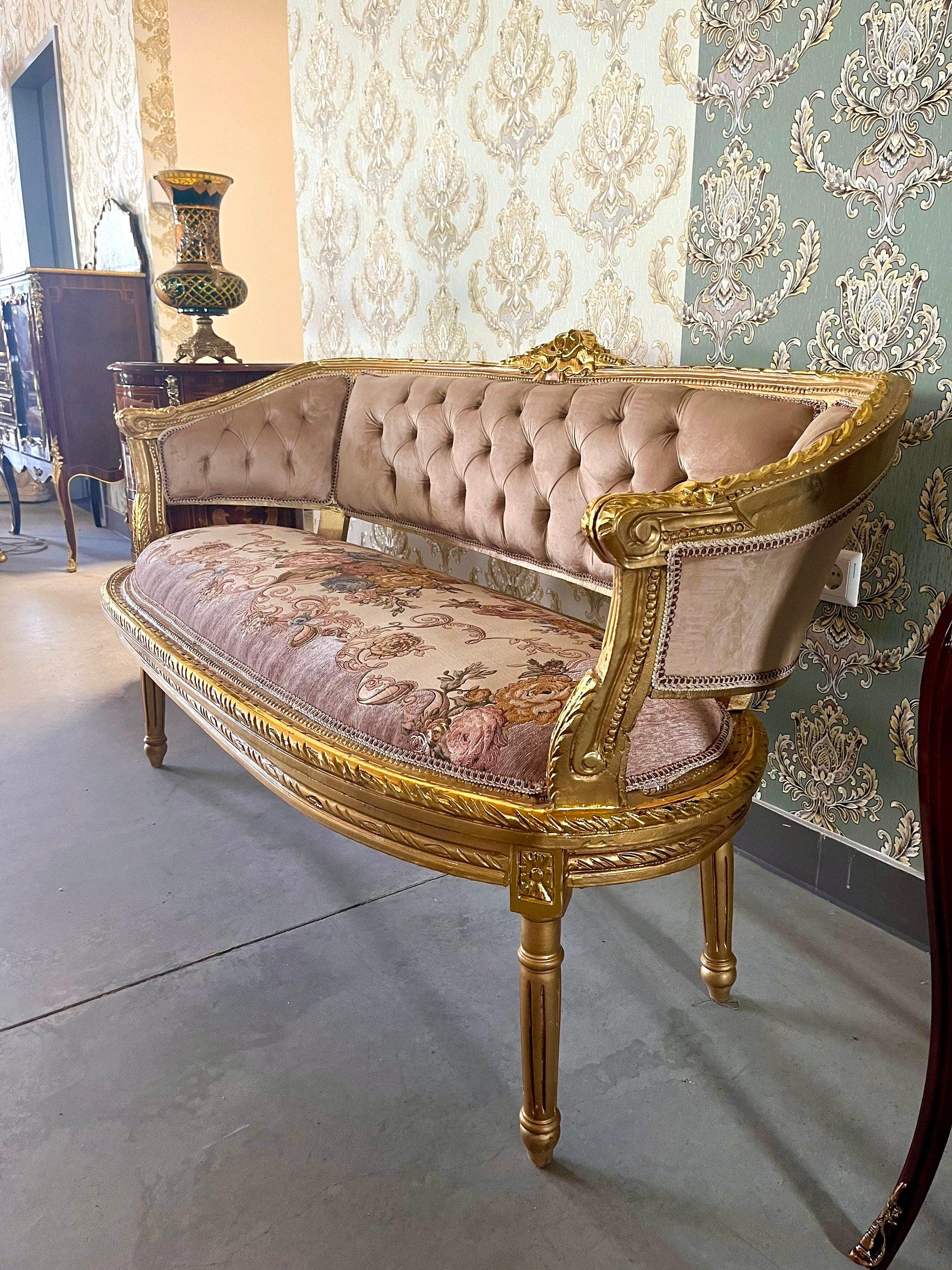 Sofa Set Baroque Style Lounge Sofa Cappuccino Color French Antique Style for Small Home