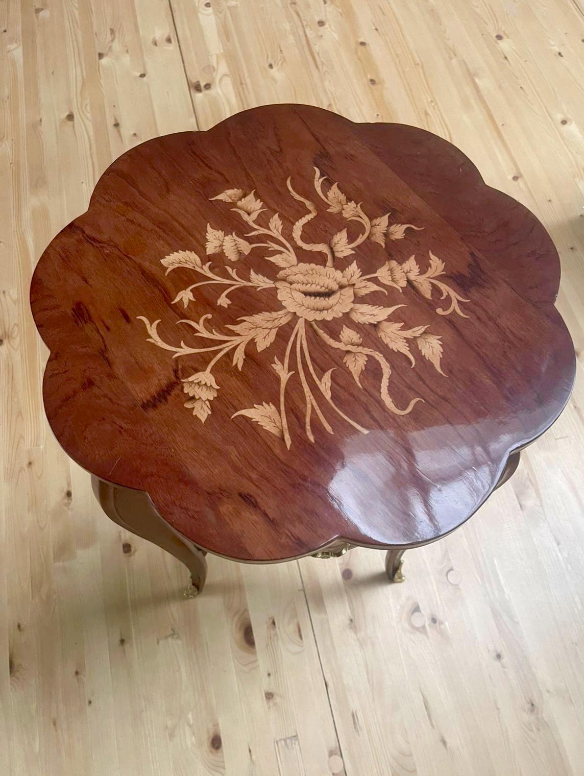 Small Side Table Italian Baroque Style in Wooden Brown Coffee Table Nostalgic Small Living Room End Table Handmade Yellow Veneer Home Decor