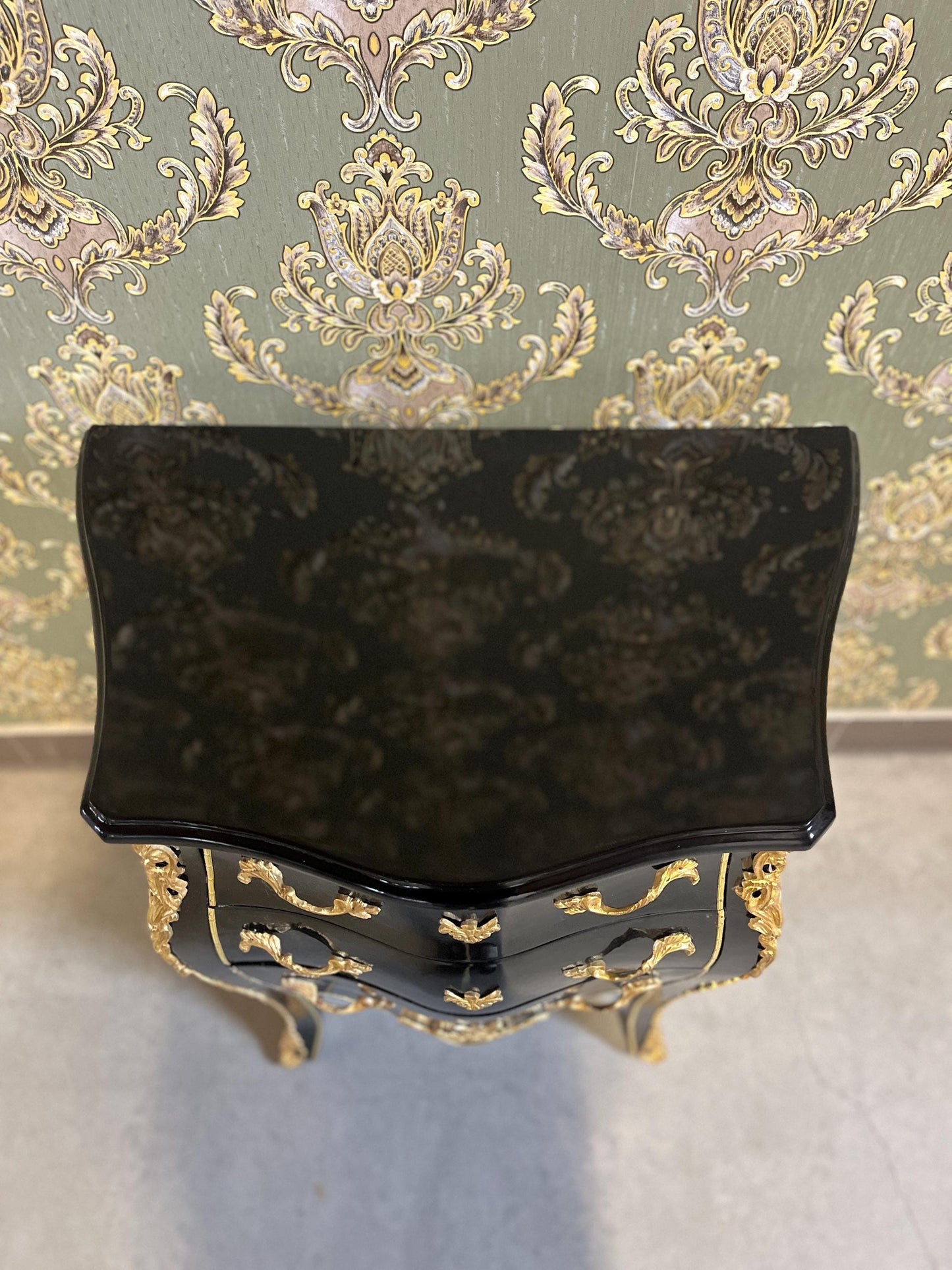 Black Night Stands French Baroque Style Chest of Drawers in Handmade Bedside Table Retro Baroque Rococo Style for bedroom for New Home Decor