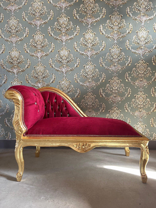 Small Bench Forest Green French Louis Style Small Longue Settee Velvet Red Retro Baroque Style Ottoman for Home Decor