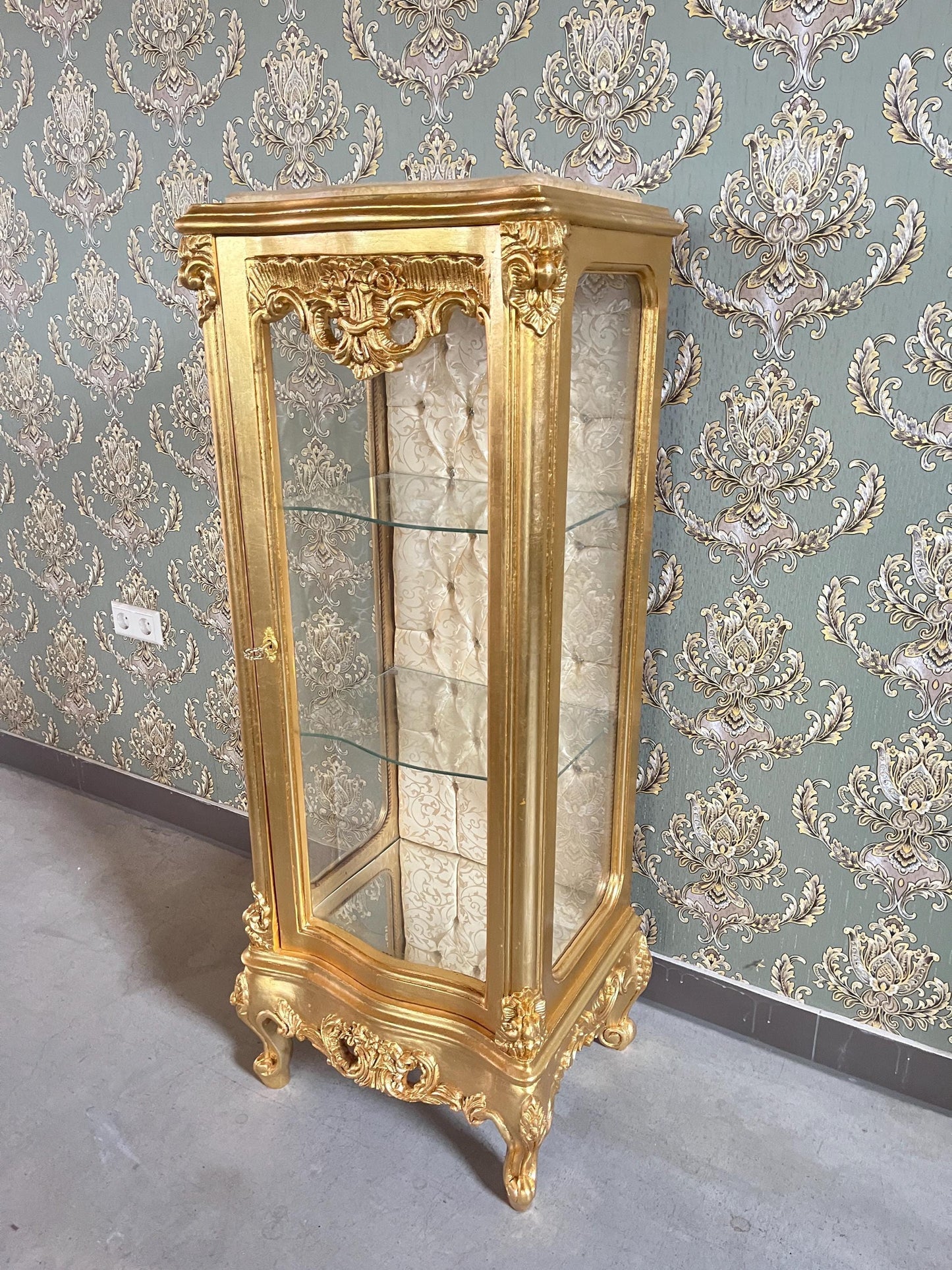 Showcase Gold French Louis XV Style Showcase Antique Style Silver Showcase Baroque Style Beige Showcase Home Decor French Style for Home