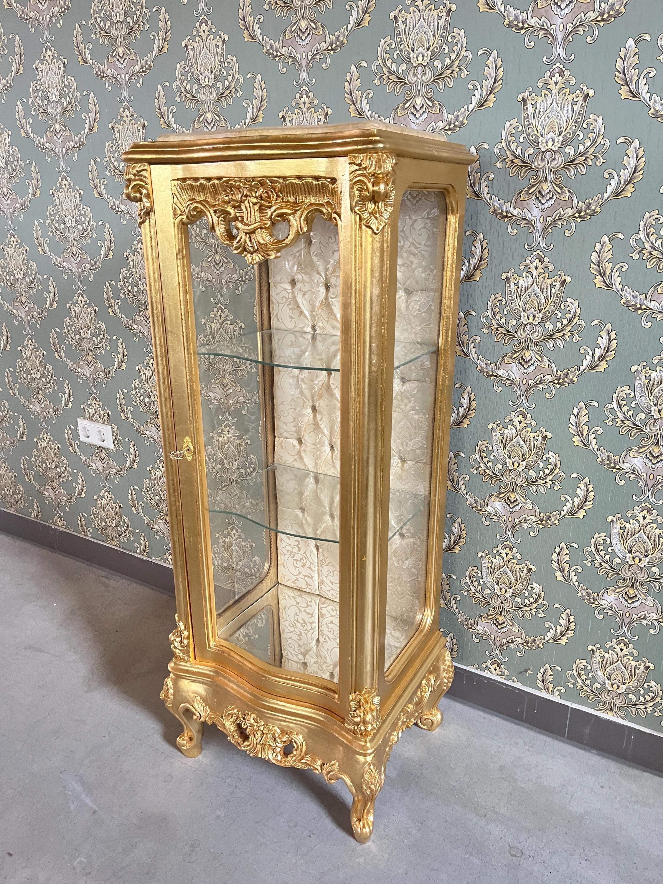 Showcase Gold French Louis XV Style Showcase Antique Style Silver Showcase Baroque Style Beige Showcase Home Decor French Style for Home