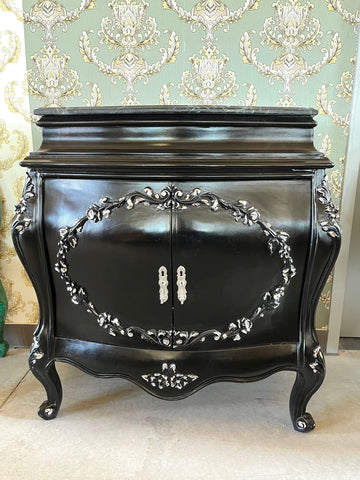 Cabinet Marble Top Home Decor Baroque Style Cabinet Marble Top French Style Cabinet in Black Color Small Cabinet Green Color Marble Top