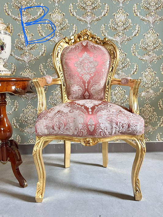 Armchair French Louis Style Accent Chair Baroque Rococo Antique Style in Pink or Turquoise Floral Pattern for Home Decor for Lodge Lobby