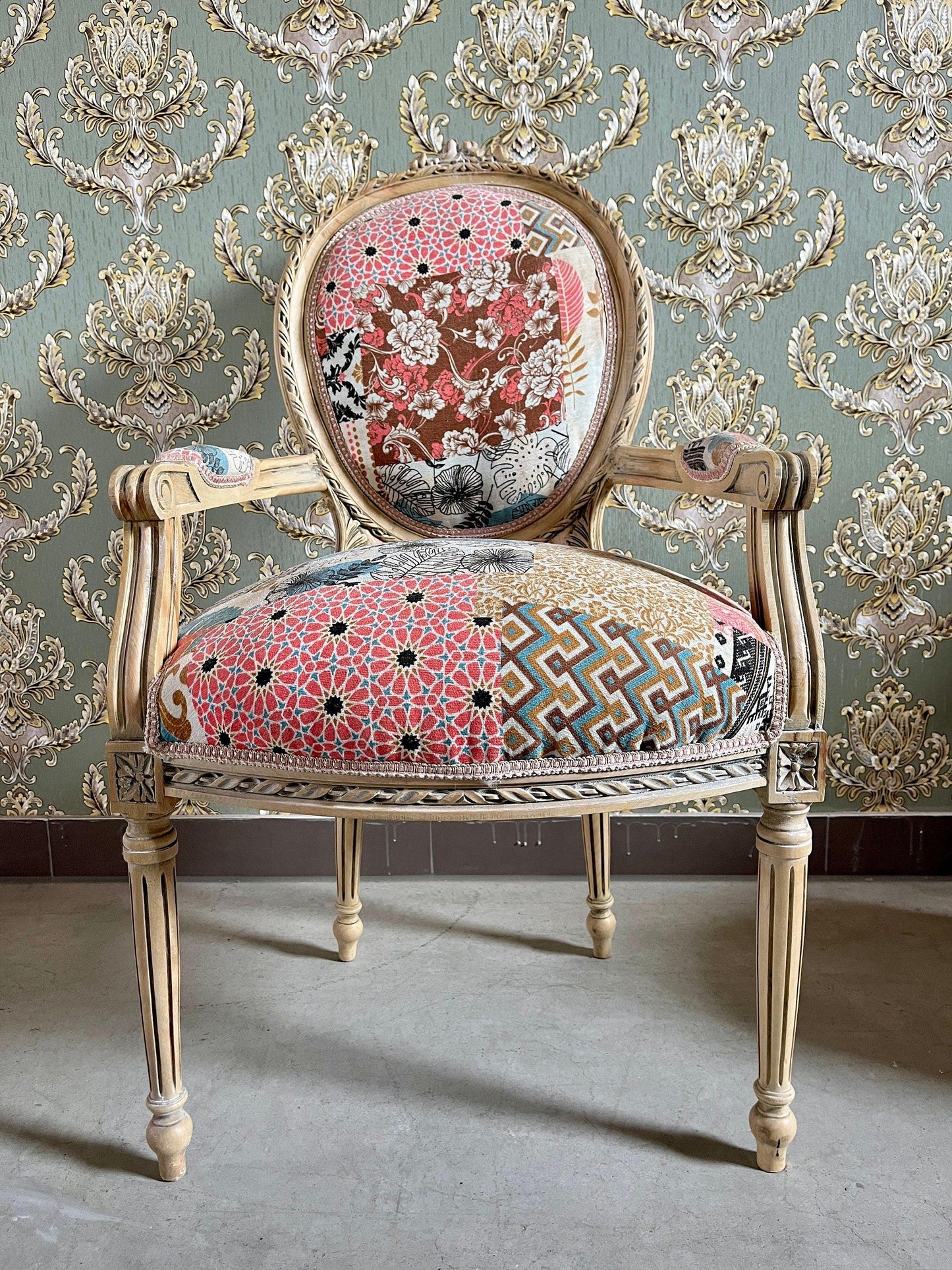 Sessel Französischer Barockstil Esszimmerstuhl Akzentstuhl/Armchair French Baroque Style Dining Chair Accent Chair- Summer Flower Series 1