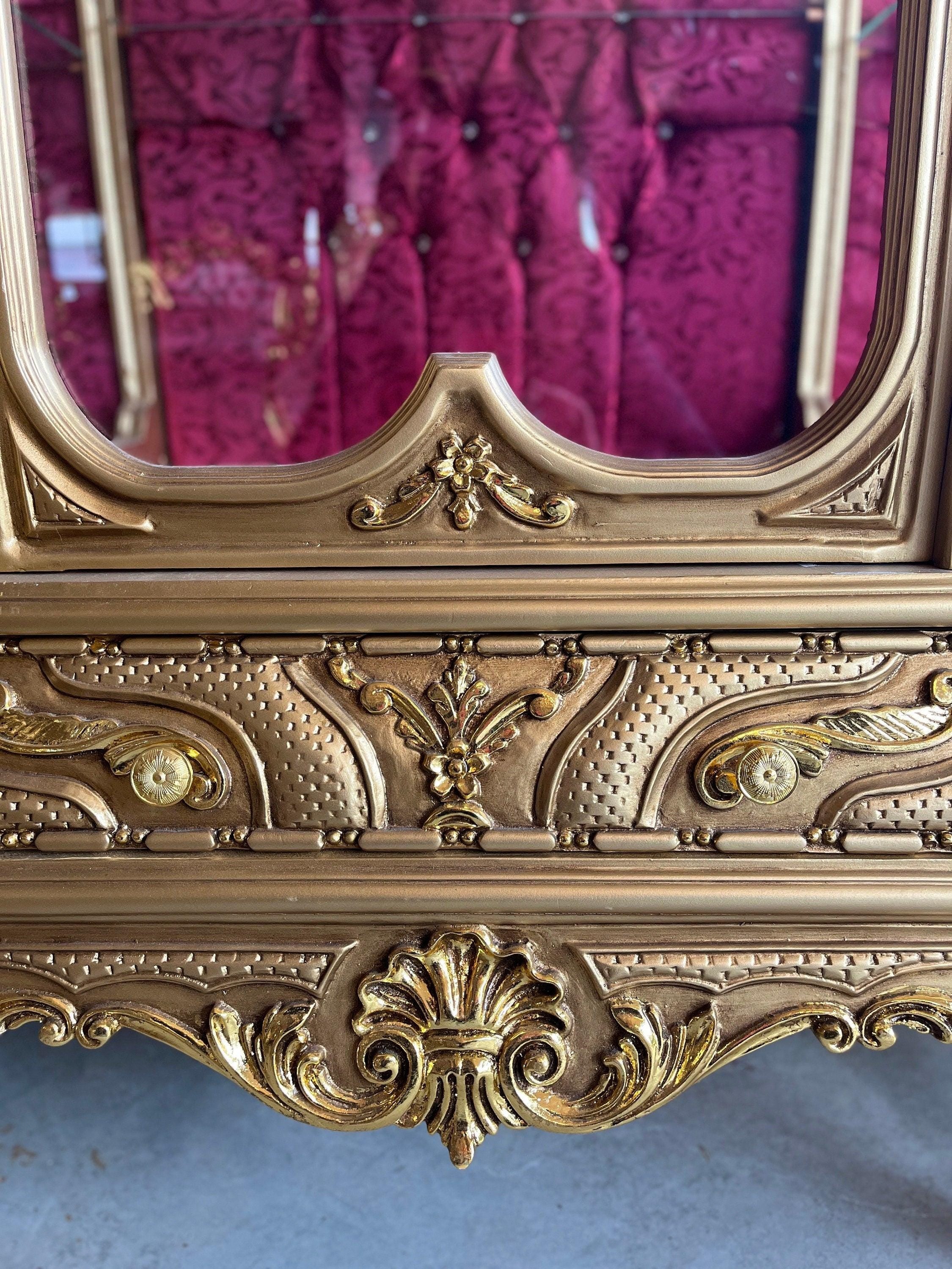 Huge Display Cabinet Deluxe Baroque Style Glass Cabinet Royal Antique Style Reproduction Showcase in Gold Finish for Home Decor-LIMITED ITEM