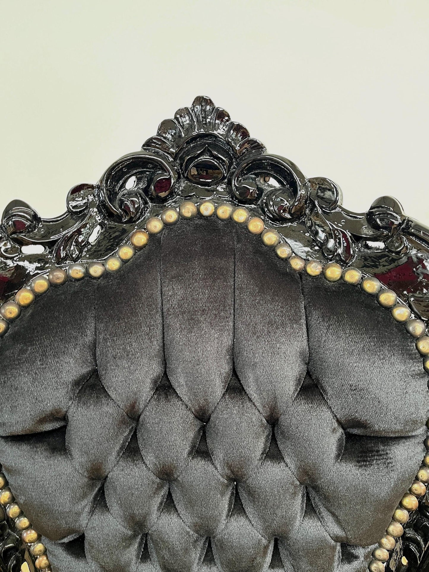 Accent Chair Black Velvet French Louis XV Style Chair Baroque Rococo Style Dining Chair Antique Style Reproduction Chair in Black