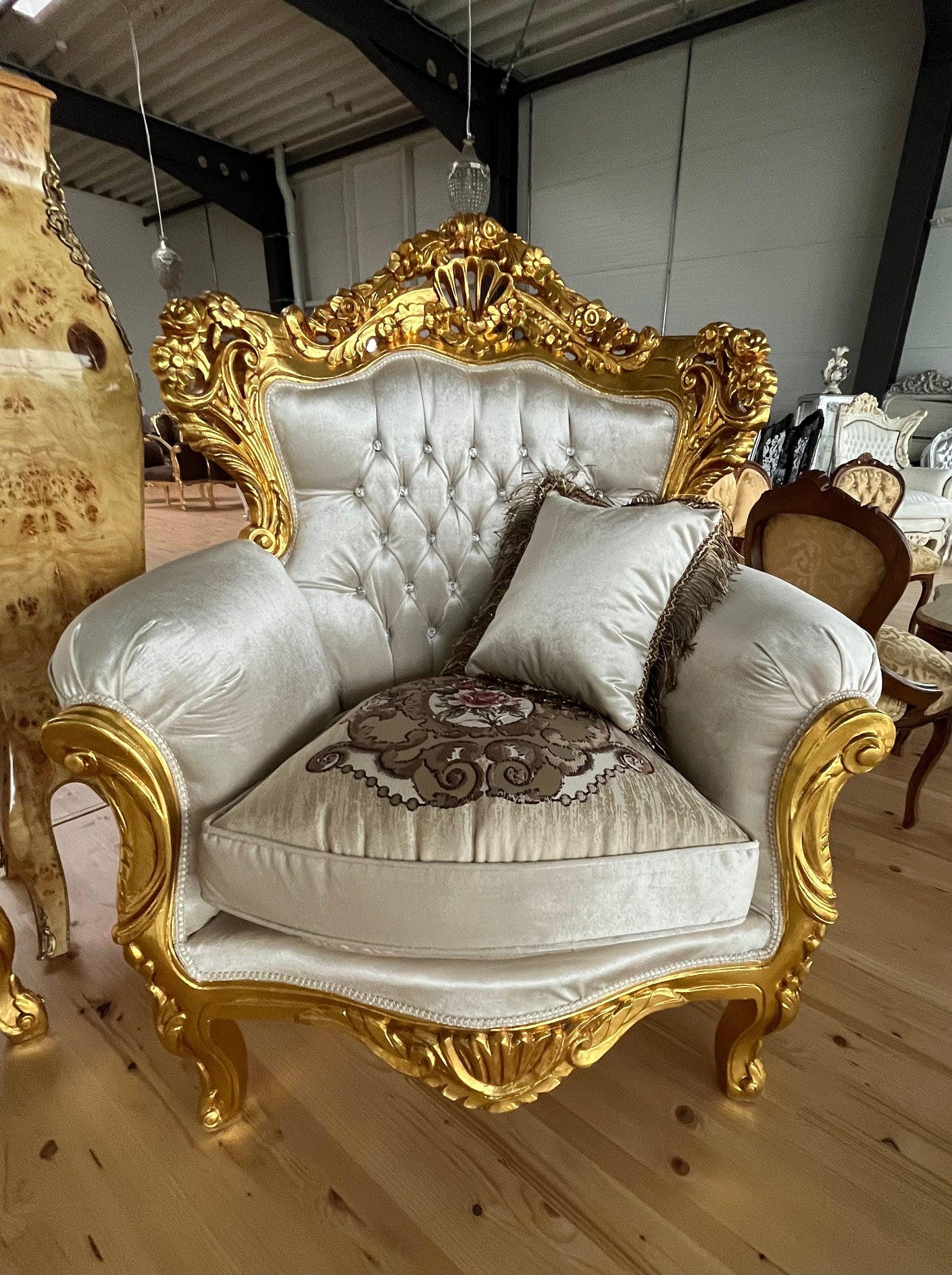 Sofa Set French Louis XV Style Settee Marble Slab Top Caffè Table Retro Baroque Style Sofa Set in Bright Ivory Velvet for Home Decor