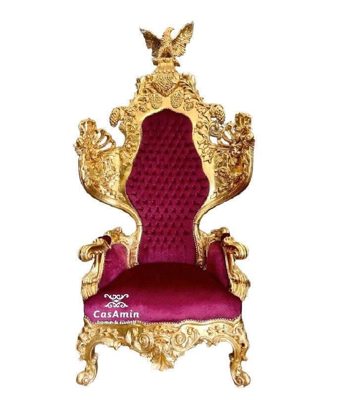 Huge Armchair Baroque Rococo Style King Throne Eagle Sculpture Red Velvet Gold Finish King Chair for Event Party Decor
