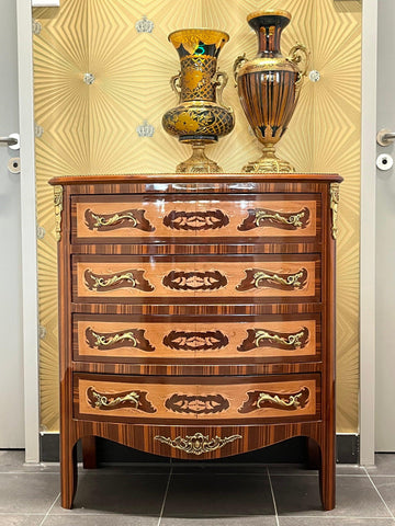 Chest of Drawer Retro Style 4 Drawers Cabinet Baroque Style Chest of Drawer Wood French Baroque Style Chest of Drawer for Home