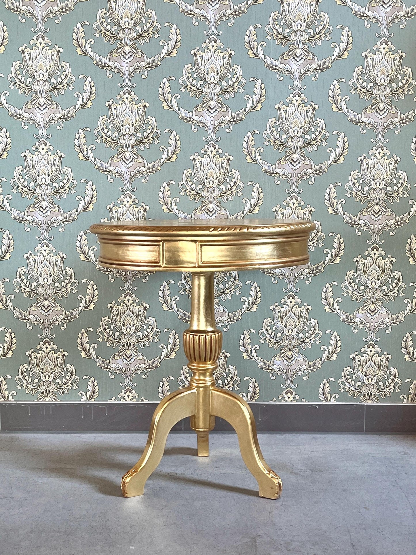 Gold and Silver French Baroque Side Table: Rococo Style Living Room Decor
