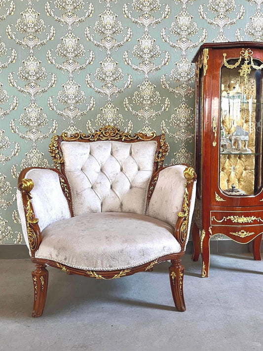 Armchair French Louis Style Black Velvet Chair Antique Style Baroque Rococo Style Armchair in Silver Finish Velvet Black for Home