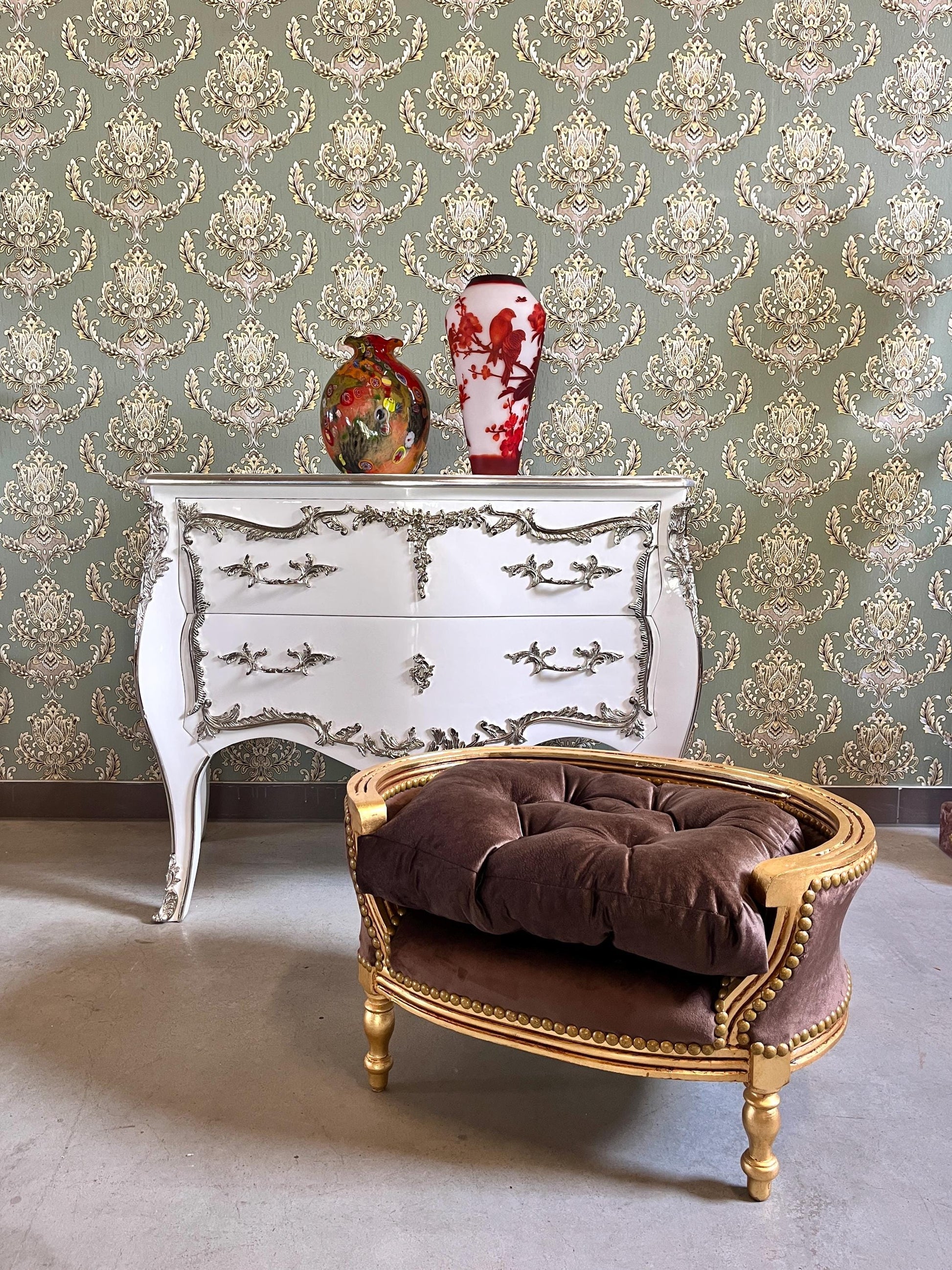 Dog Sofa Chair Retro Baroque Rococo Style Cute Dog Settee Green Velvet Blue Velvet for Home Decor Dog Chair