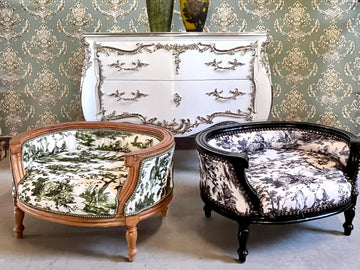 Baroque Style Pet Sofa Green Tree Print Luxury Dog Bed