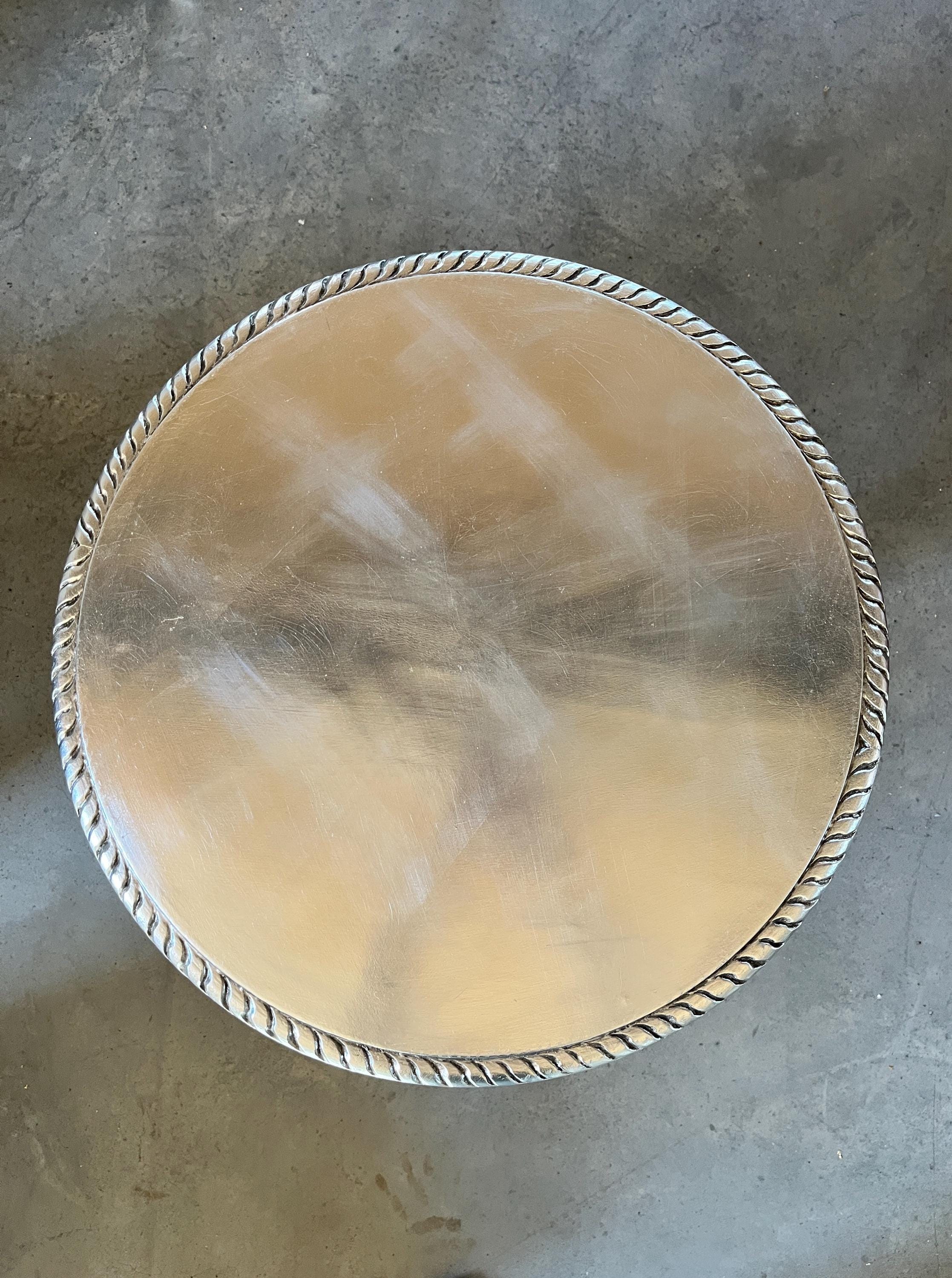 Gold and Silver French Baroque Side Table: Rococo Style Living Room Decor