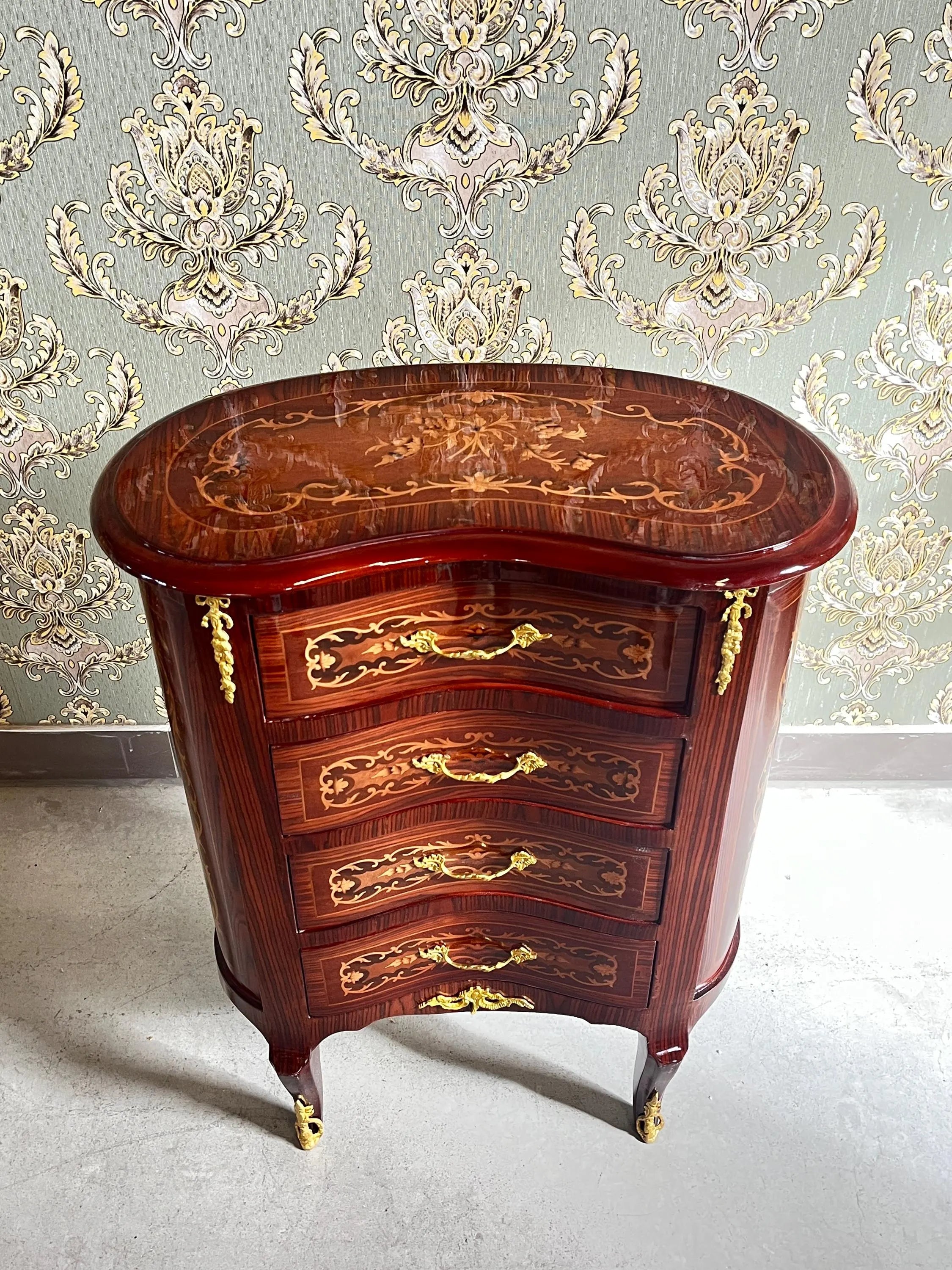 Deluxe Baroque Chest of Drawers Hand-Carved Wood Brass Handles