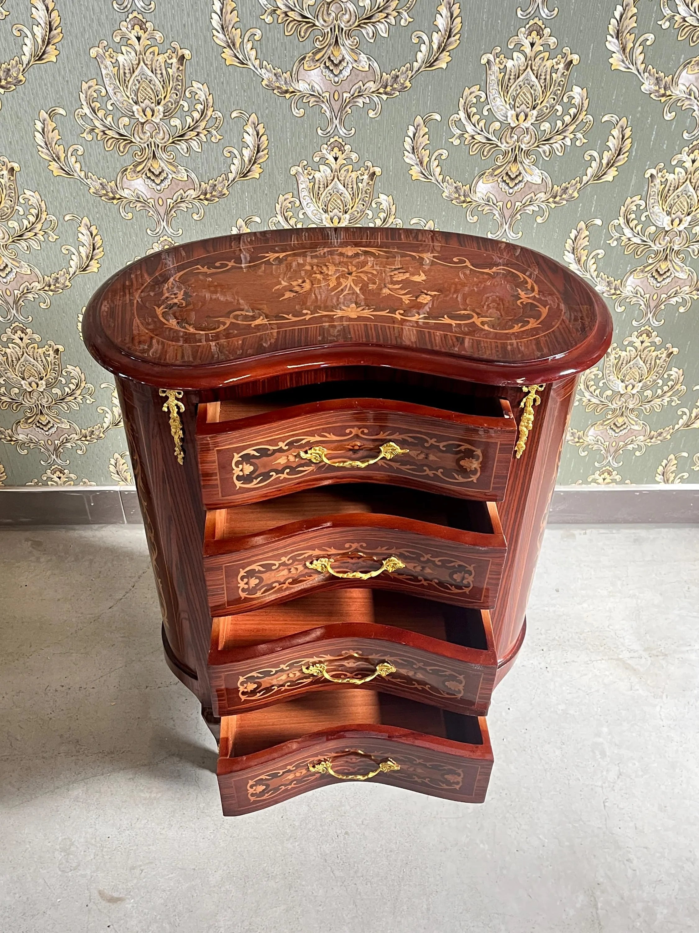 Deluxe Baroque Chest of Drawers Hand-Carved Wood Brass Handles