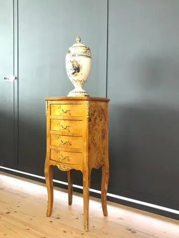 French Antique Style Nightstand Baroque Brown Yellow Bedside Table