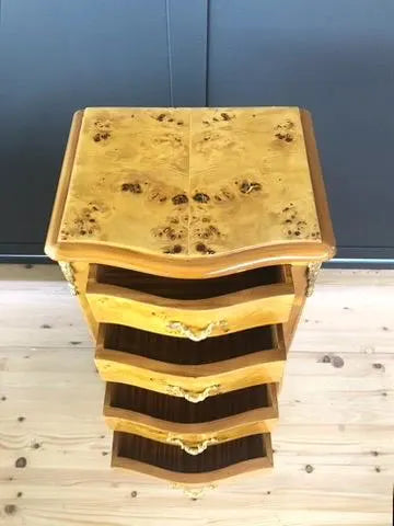 French Antique Style Nightstand Baroque Brown Yellow Bedside Table