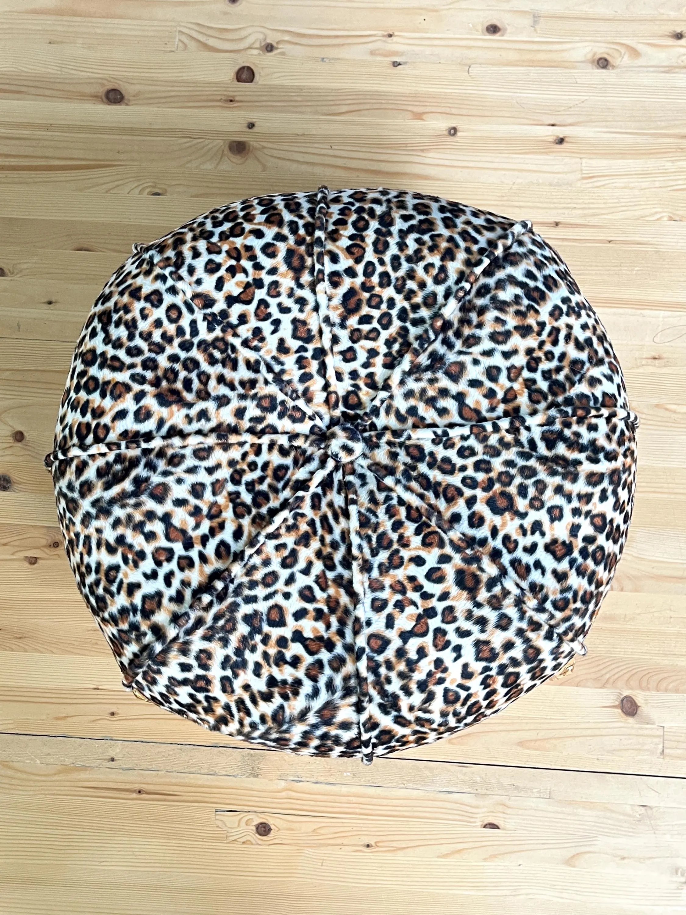 Cute Pouf Velvet Purple Handmade Ottoman FootStool Leopard Print Lover For Home Decor