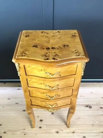 French Antique Style Nightstand Baroque Brown Yellow Bedside Table