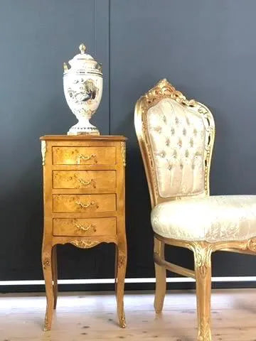 French Antique Style Nightstand Baroque Brown Yellow Bedside Table