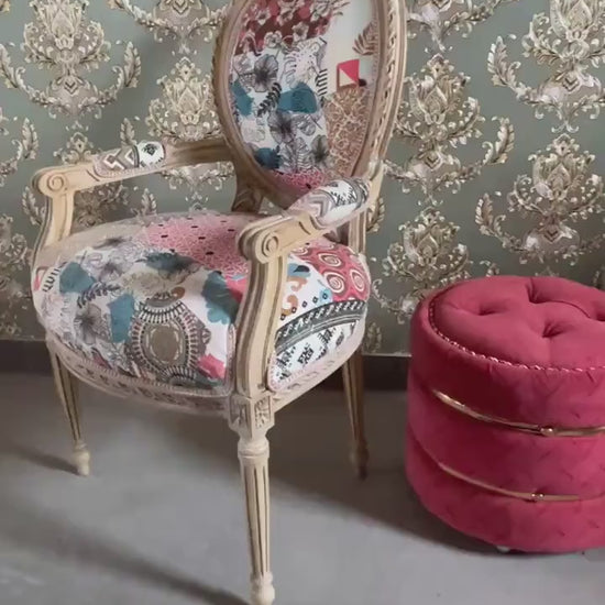 French Baroque Style Dining Chair: Handmade Floral Accent Chair